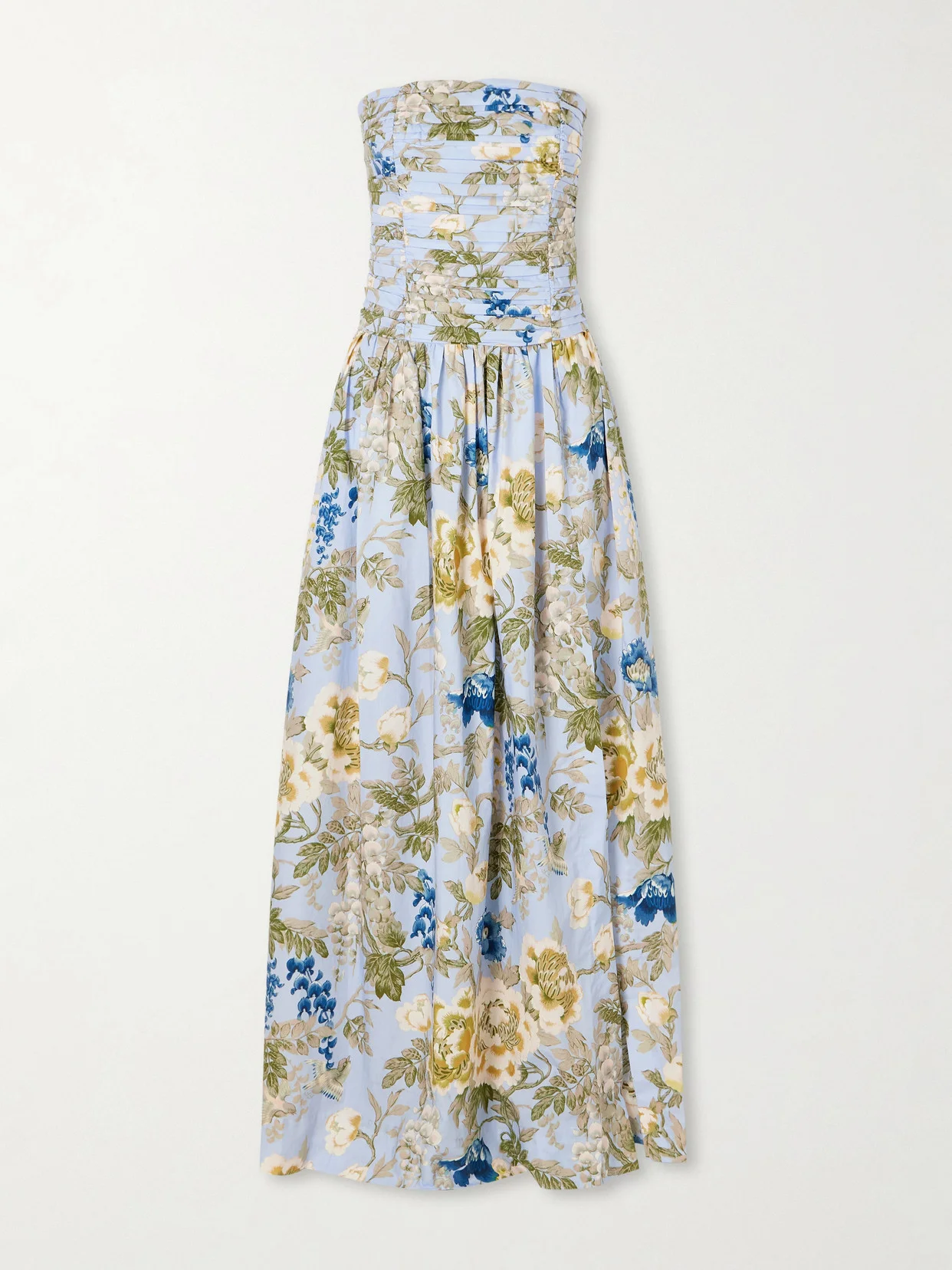 Montreal Strapless Pleated Floral-print Cotton-poplin Maxi Dress - 1