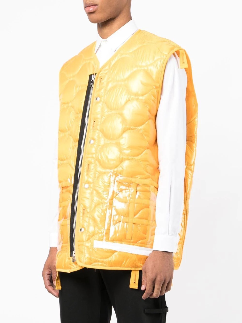 quilted transparent pocket gilet - 3