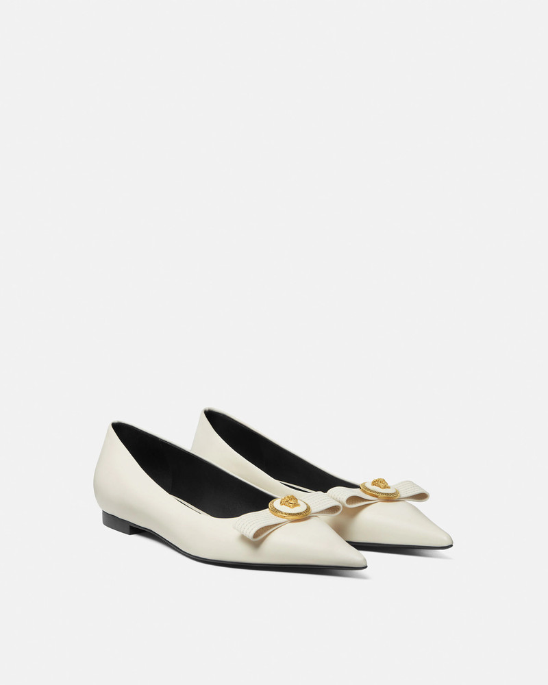 VERSACE Gianni Ribbon Leather Ballerinas outlook