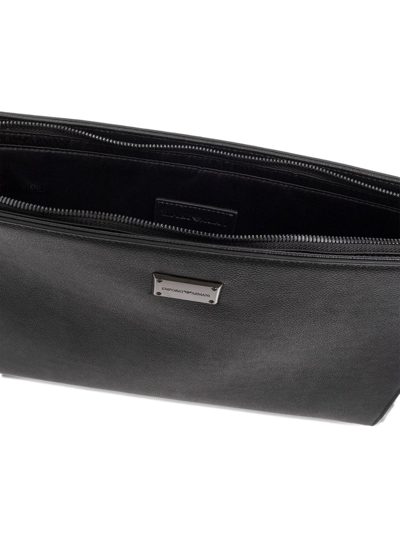 logo-plaque leather clutch bag 4