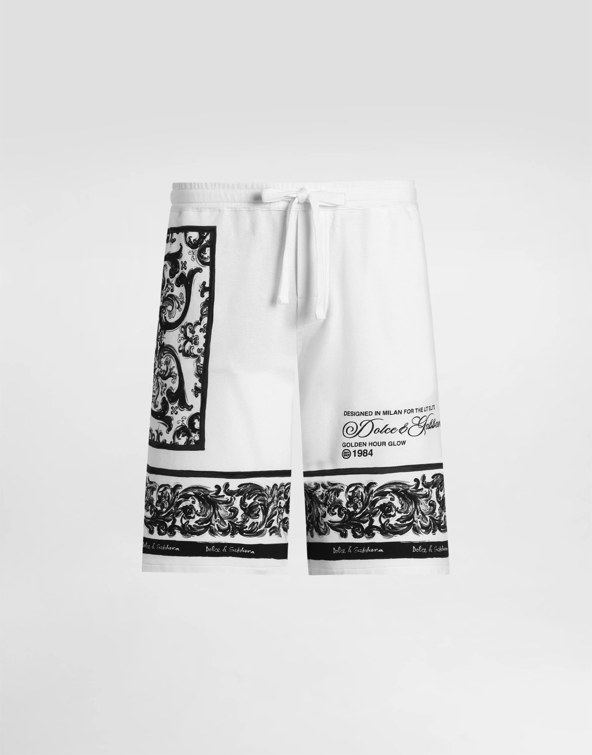 majolica-print double piqué bermuda shorts - 1