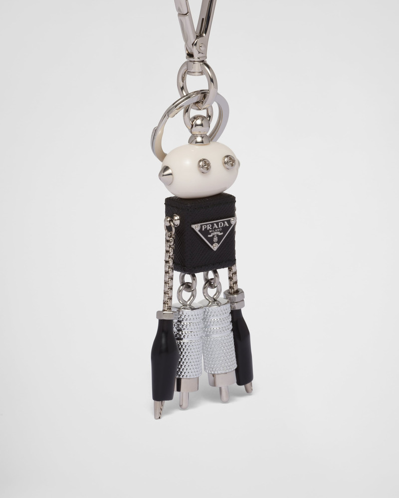 Prada Saffiano leather robot trick keychain outlook