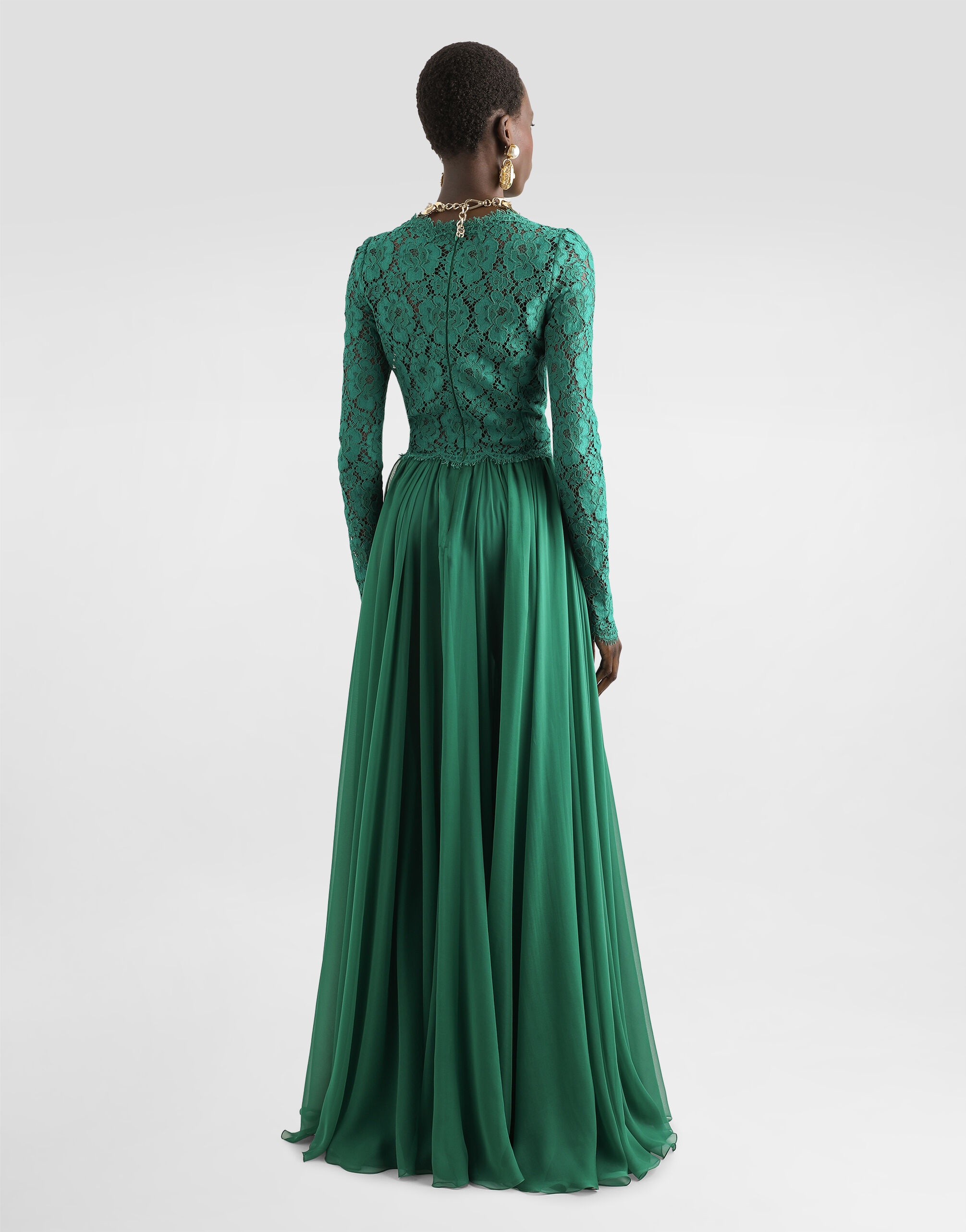 Long chiffon and lace dress - 3