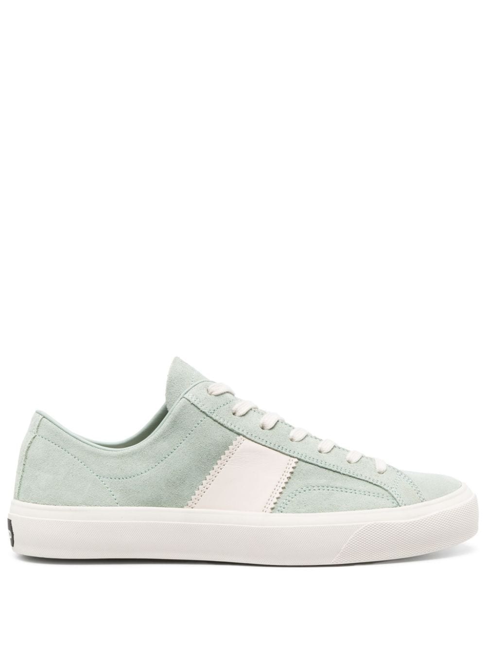 panelled lace-up suede sneakers - 1