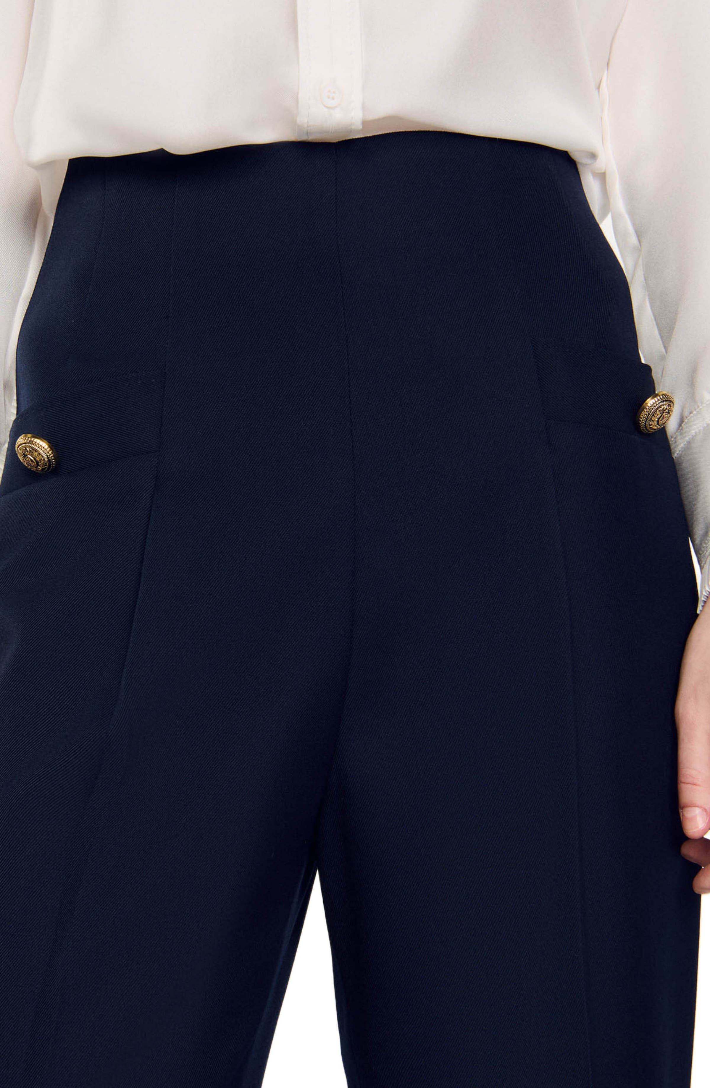 SANDRO Wide legs trousers in Navy Blue at Nordstrom - 4