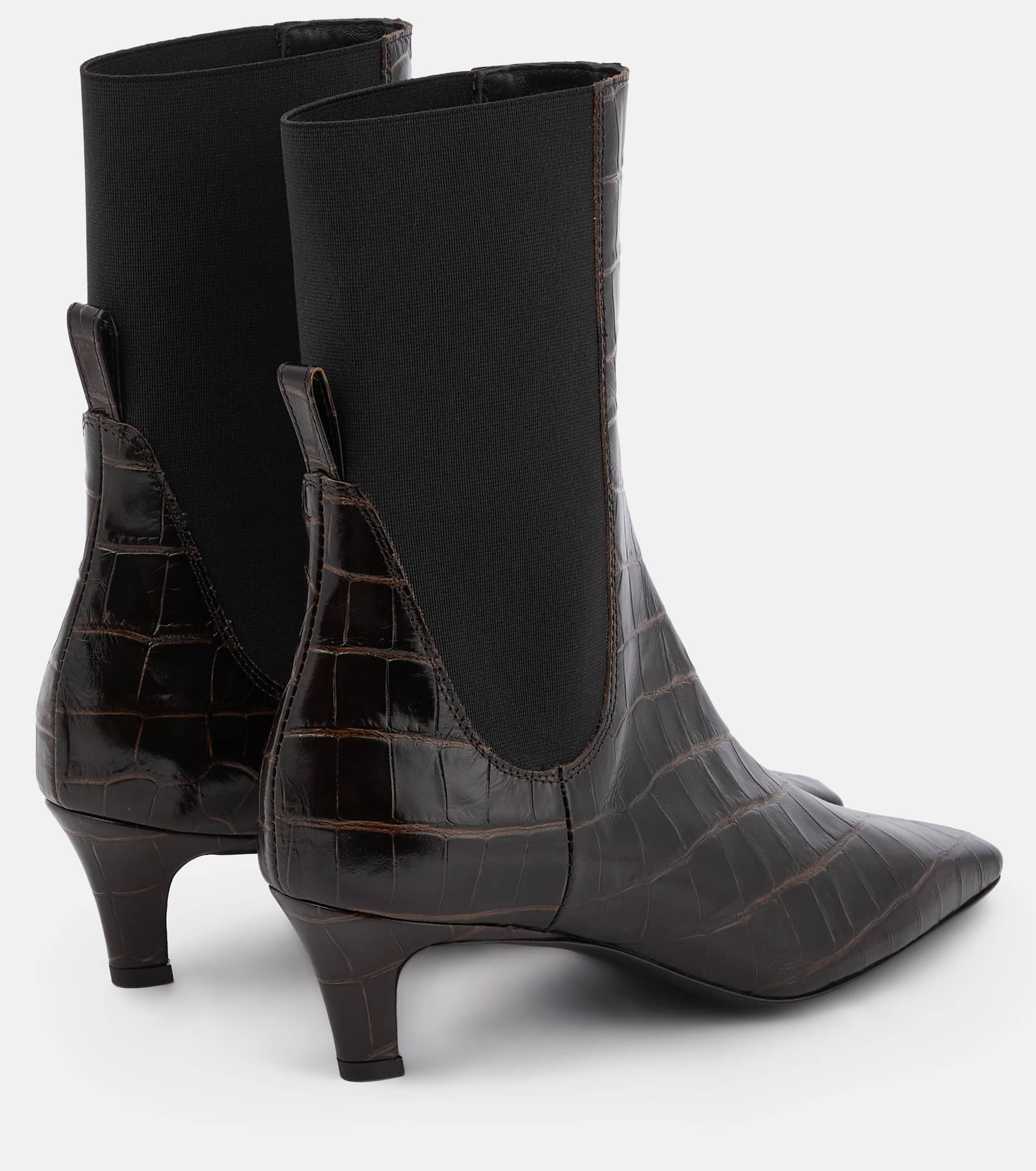 Croc-effect leather ankle boots - 3