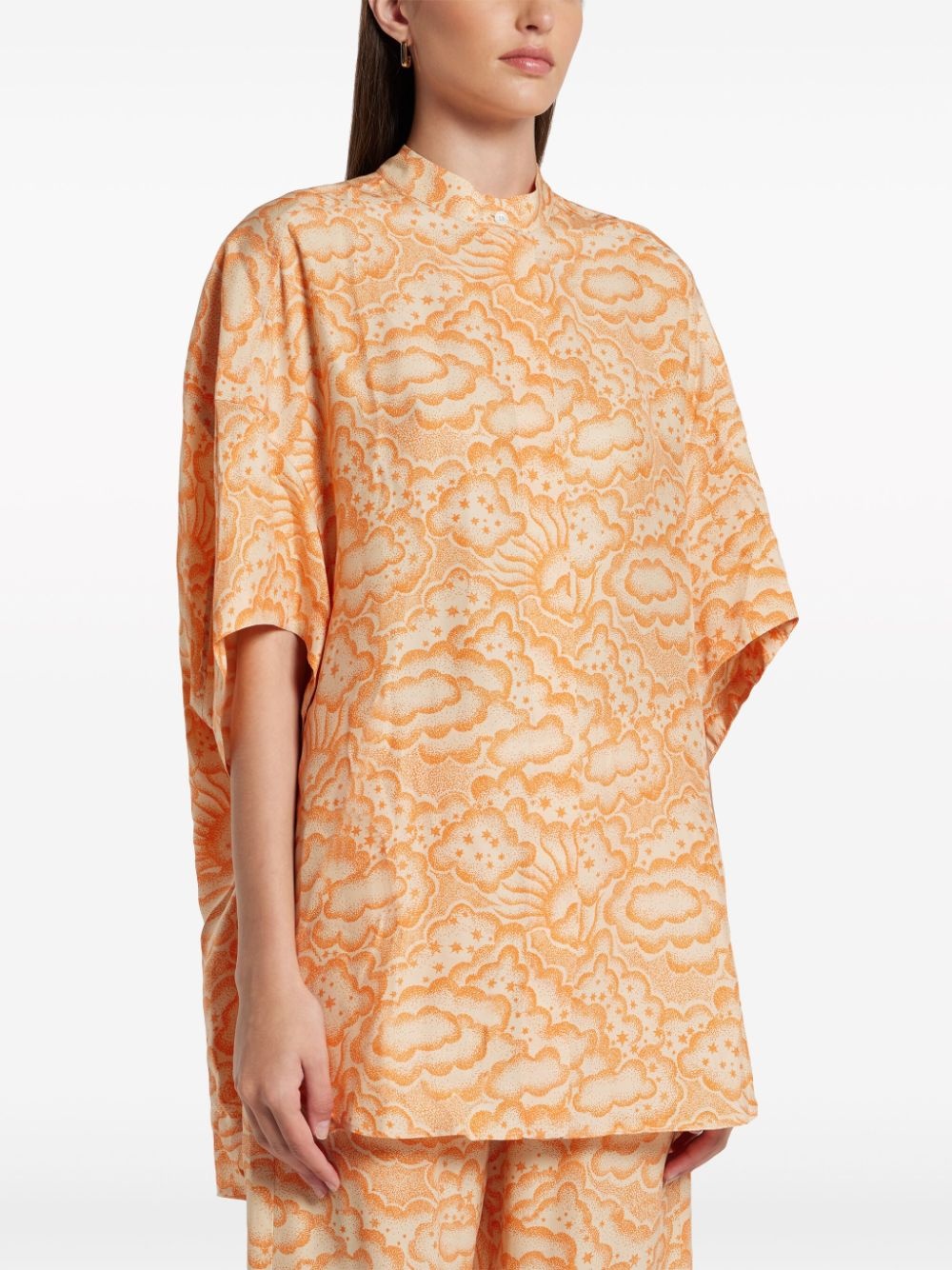 cloud-print tunic shirt - 3