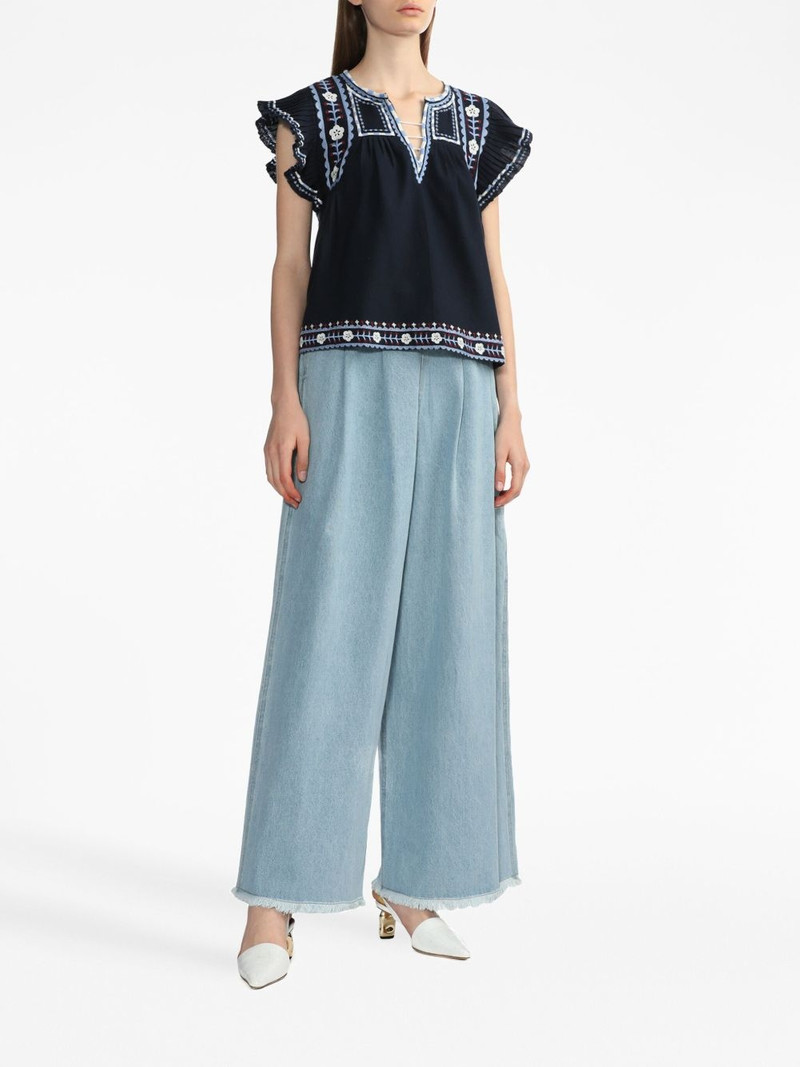Sea pleat-detail wide-leg jeans outlook