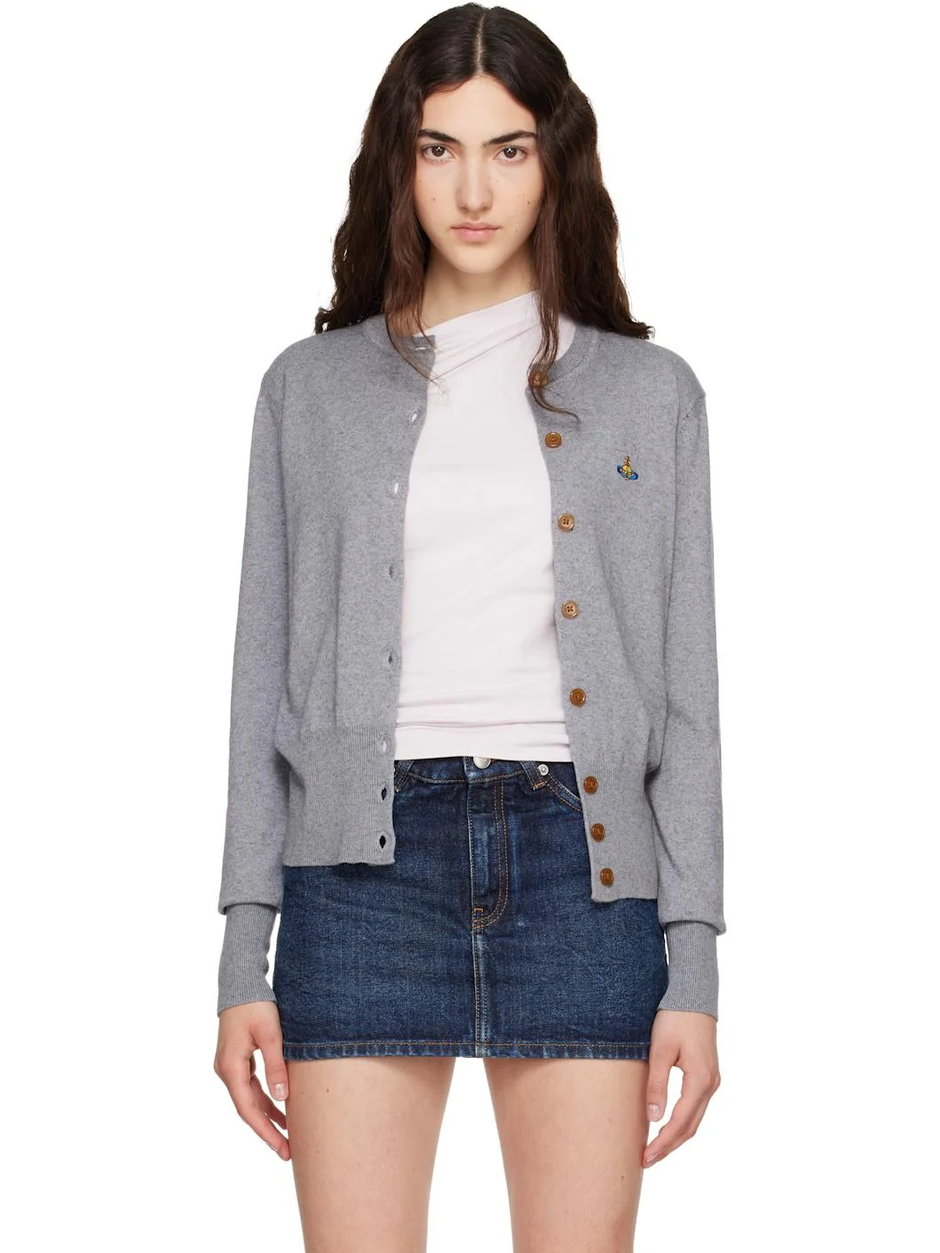 Gray Bea Cropped Cardigan - 1