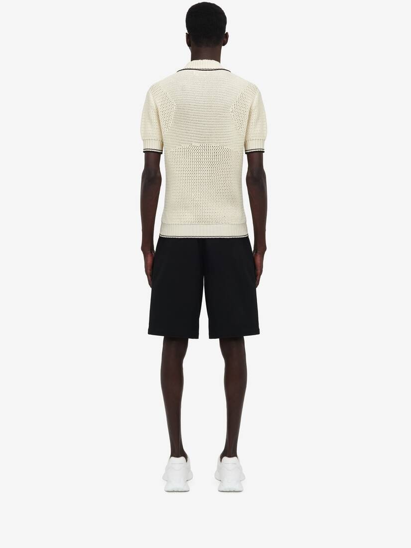 Men's Cotton Mesh Polo Shirt in Vanilla - 4