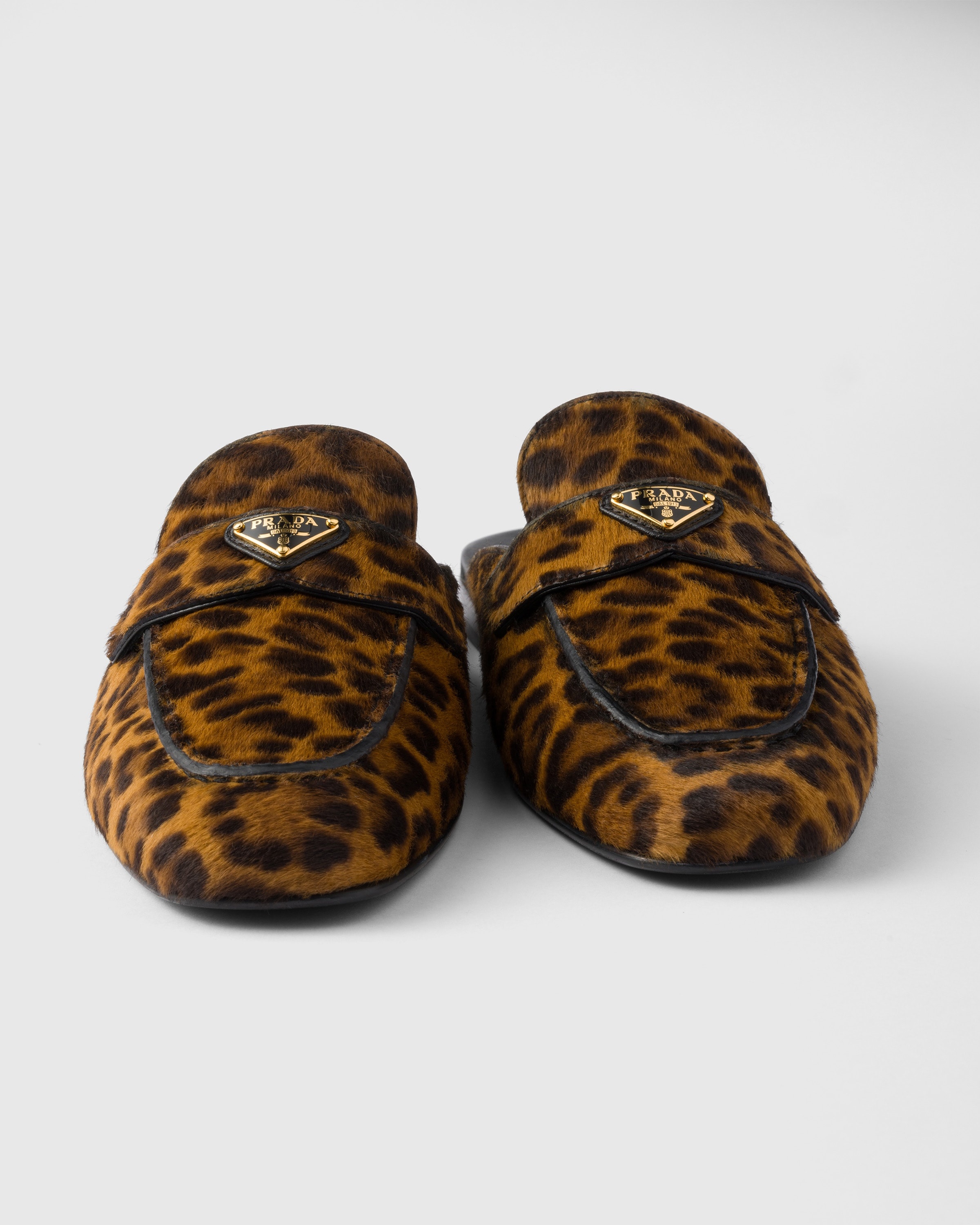 Leopard-print leather mules - 5
