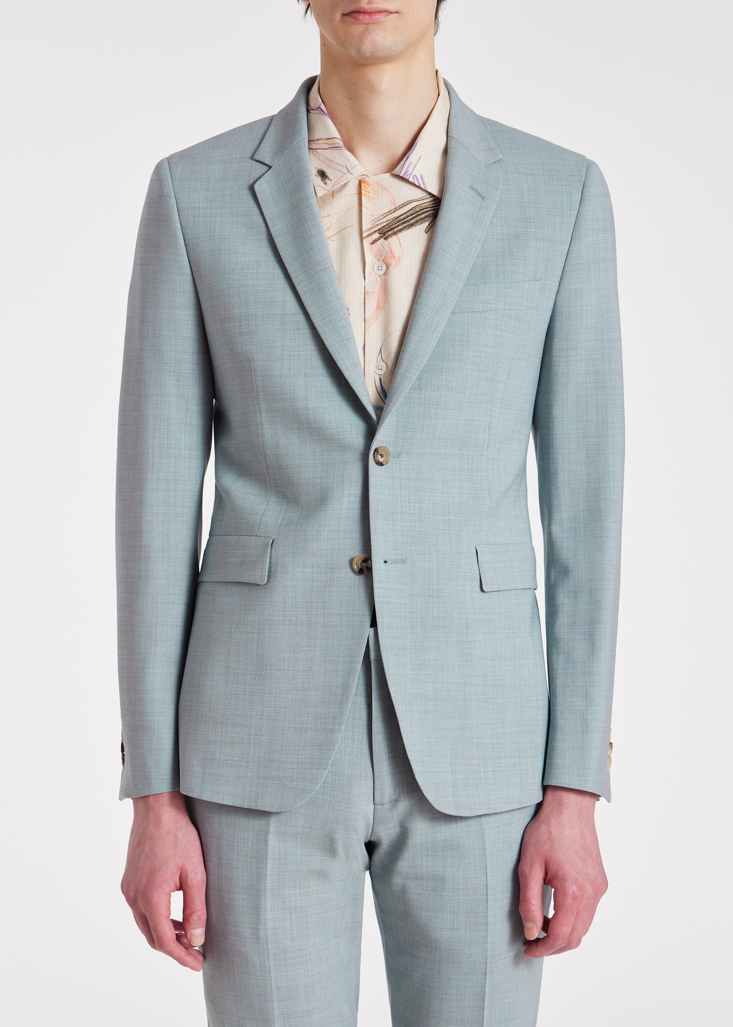 The Kensington - Light Blue Marl Overdyed Stretch-Wool Suit - 8