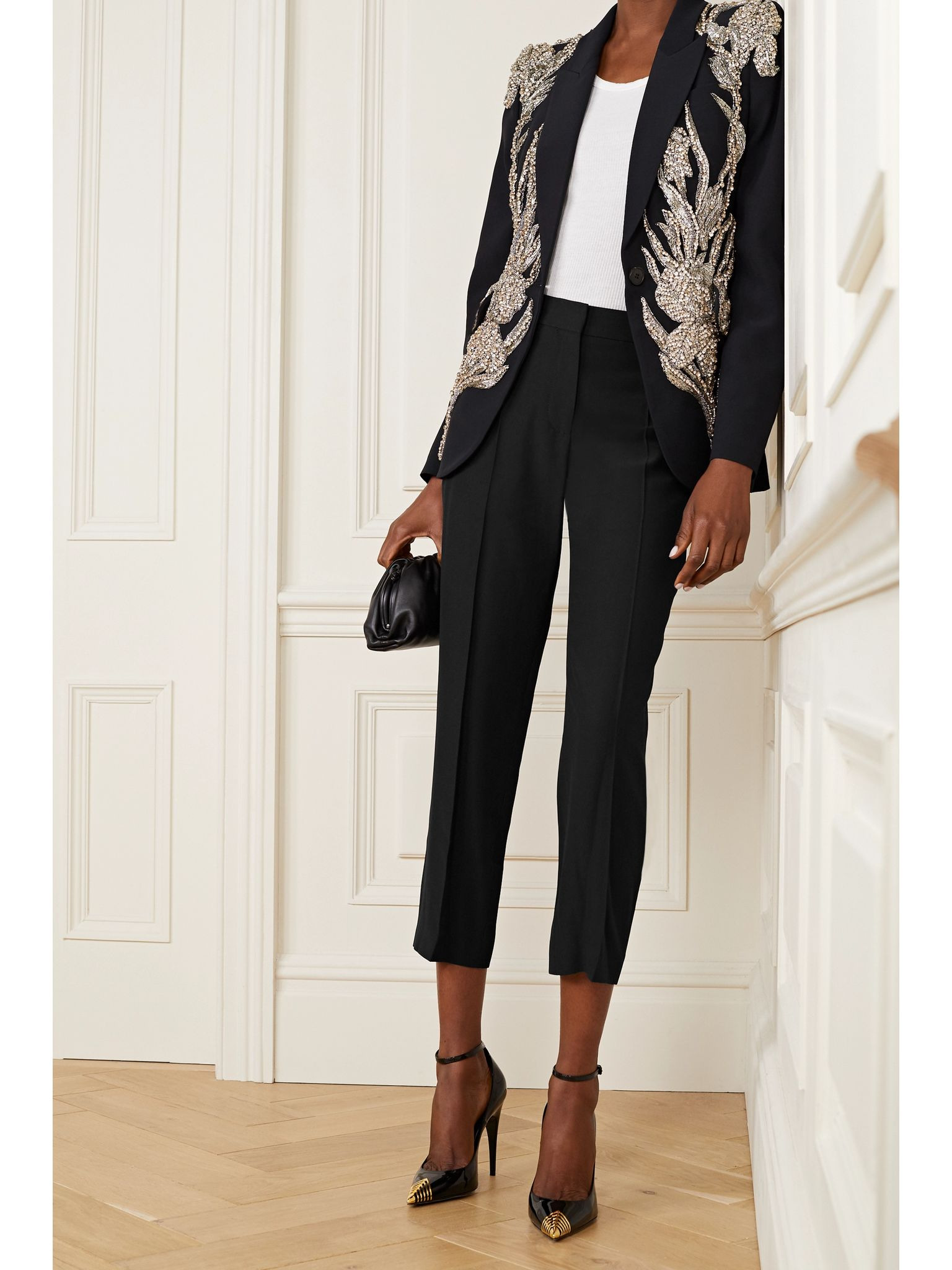 Cropped woven straight-leg pants Black - 2
