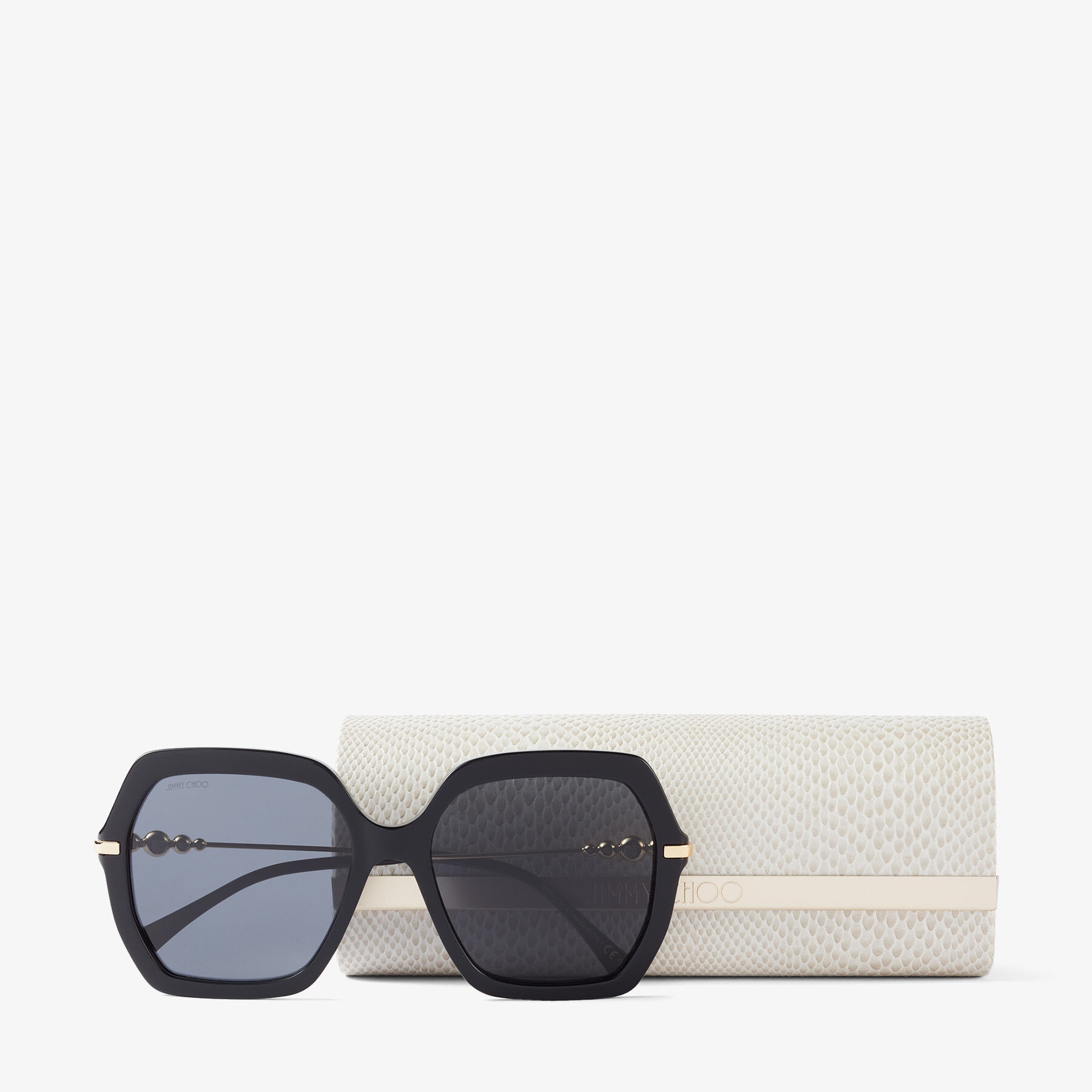 Esther
Black Square-Frame Sunglasses with Pearls - 4
