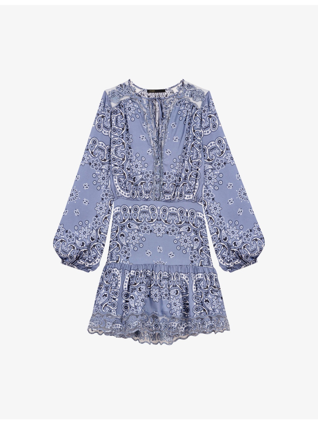 Bandana-Pattern Long-Sleeved Woven Mini Dress - 1
