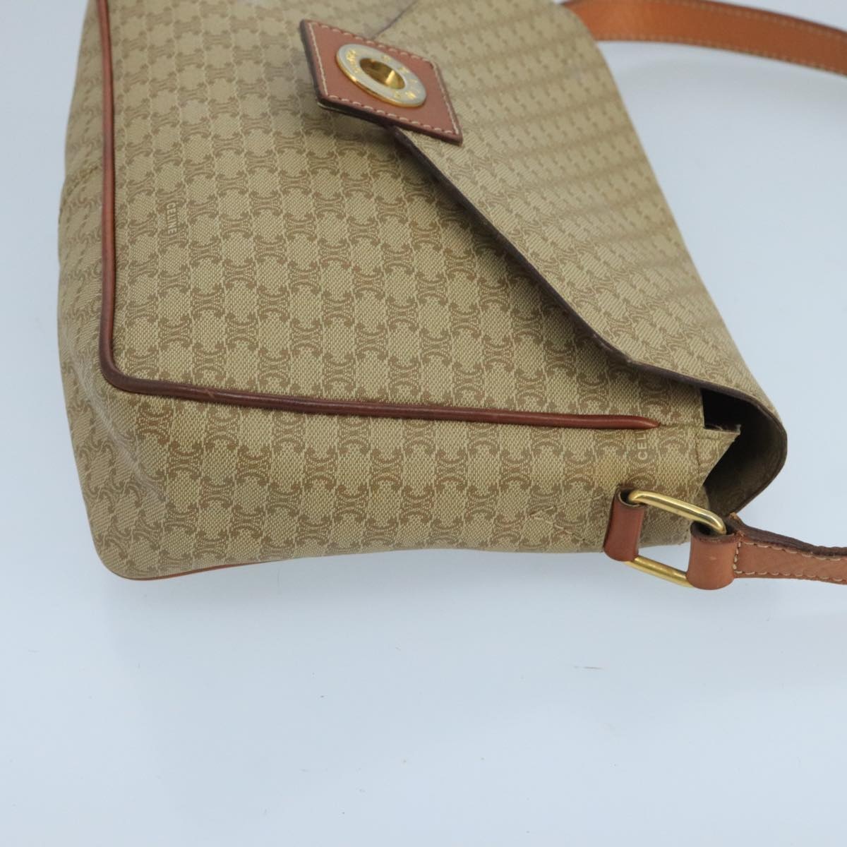 CELINE Macadam Canvas Shoulder Bag Beige Gold - 4