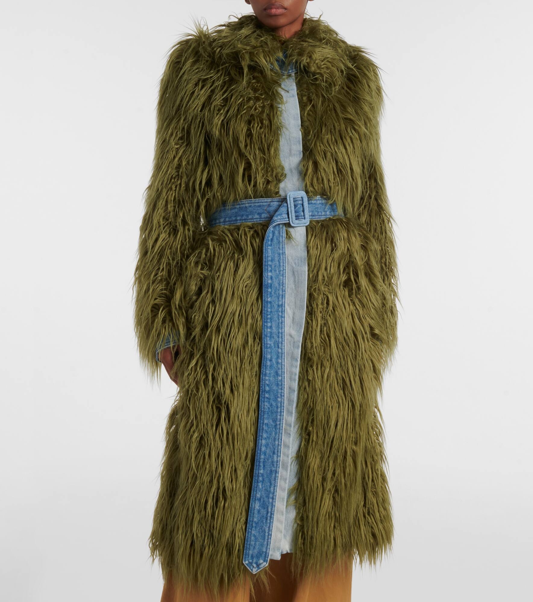 Rangel faux fur-trimmed denim coat - 7