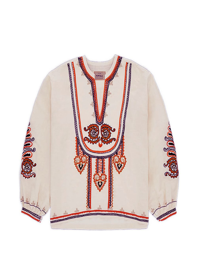 Cinthya V-neck front-embroidered blouse 1