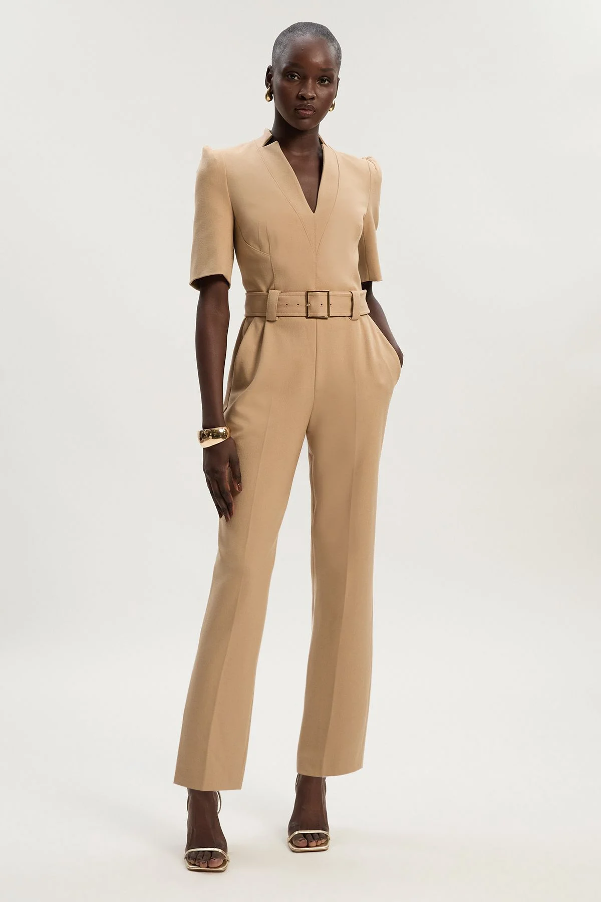 Tall Structured Crepe Forever Belted Jumpsuit - 1