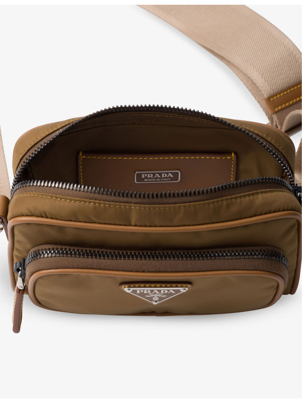 Re-Nylon brand-plaque leather and recycled-nylon shoulder bag - 4