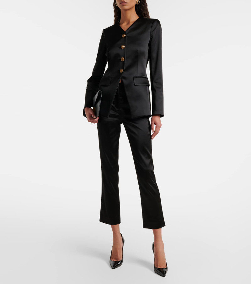 VERONICA BEARD Stila cropped high-rise satin slim pants outlook