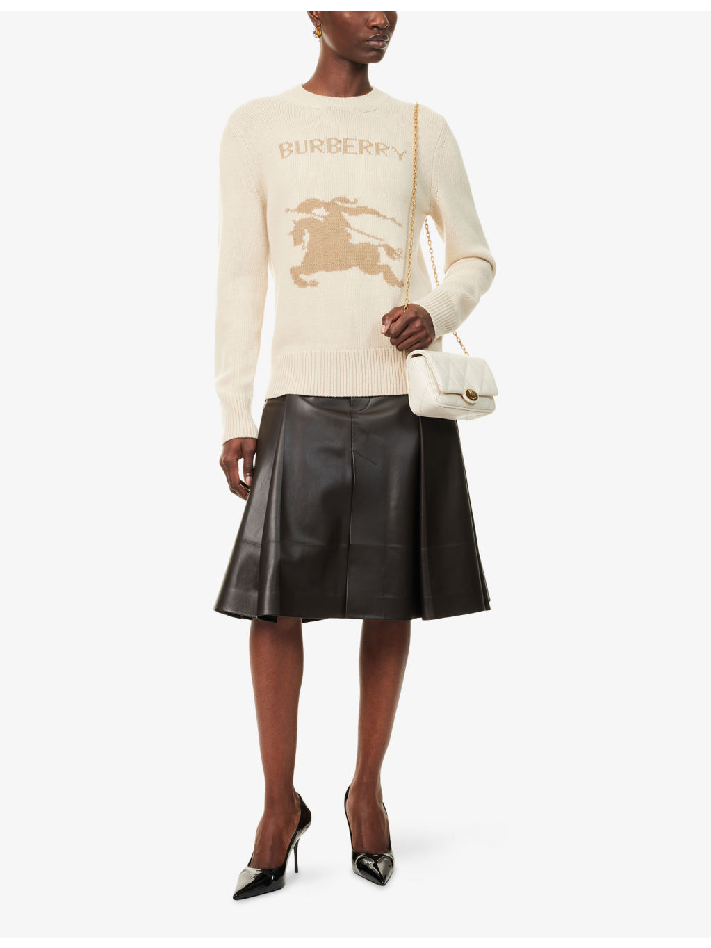 Brand-Intarsia Round-Neck Wool And Cashmere Jumper - 2