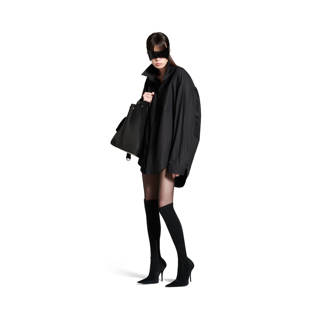 BALENCIAGA Women's Suspended Shirt Dress in Black | REVERSIBLE