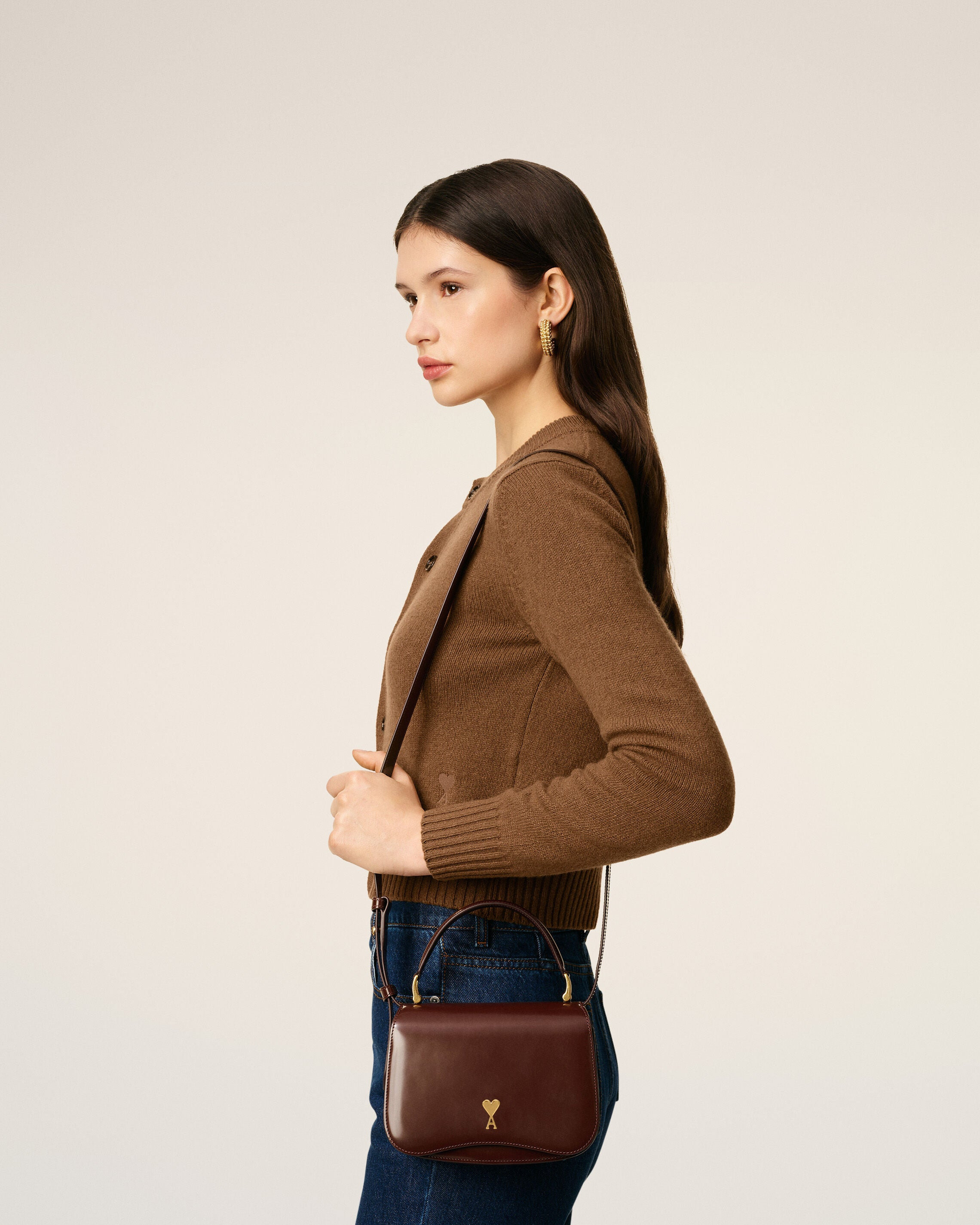 BURGUNDY GLAZED LEATHER HANDLE PARIS PARIS BAG - 2