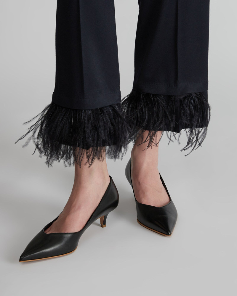 Regular fit shiny flannel trousers 4