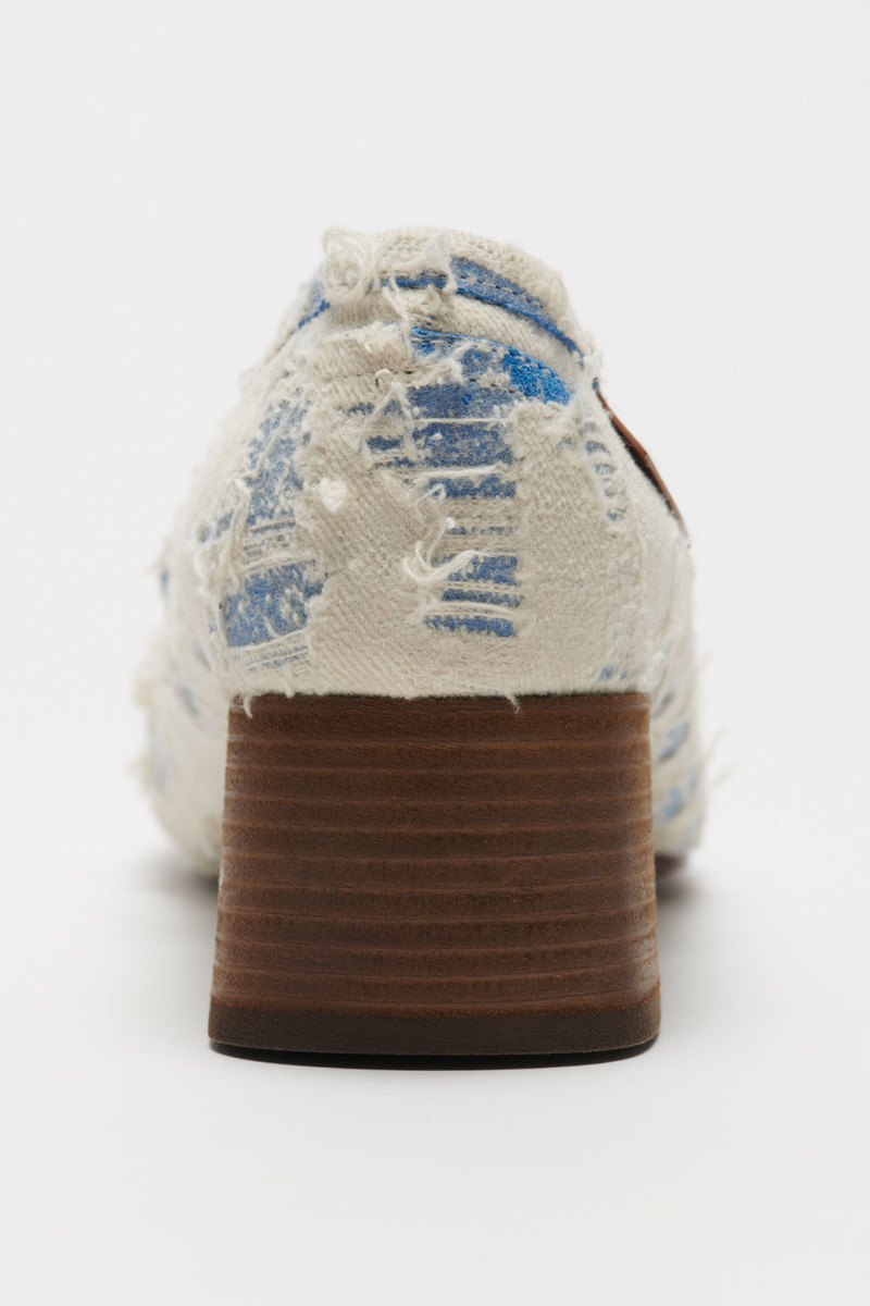 Distressed eather heel loafers - Blue/white 4