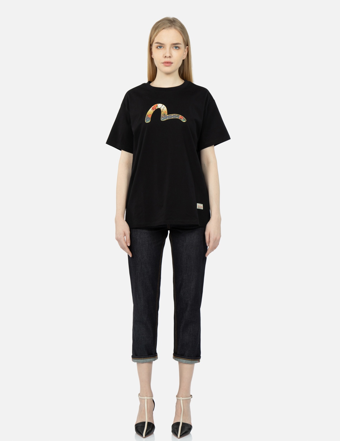 PEACOCK AND TSUBAKI PRINT BOYFRIEND T-SHIRT - 6