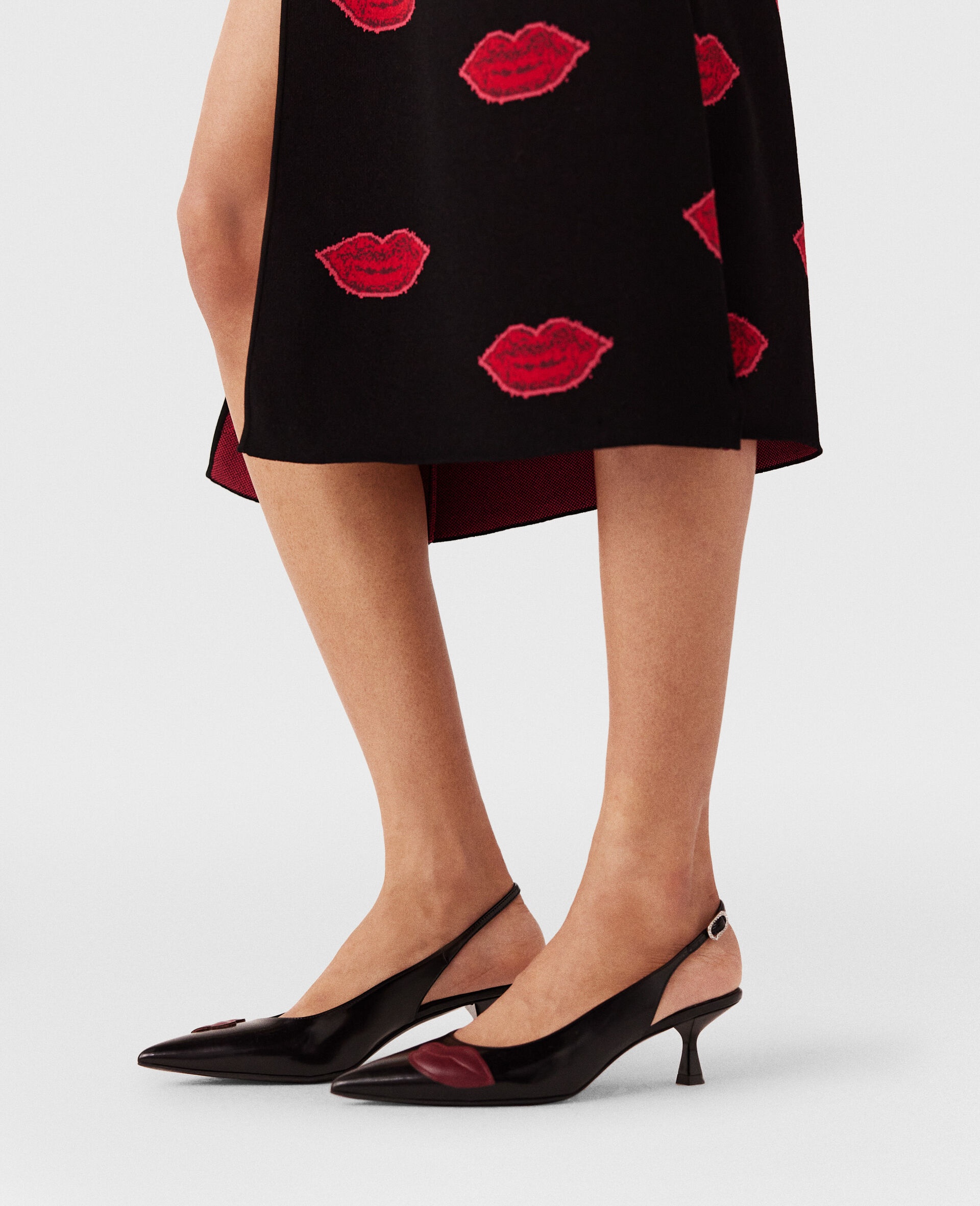 Lips Graphic Knit Mid-Rise Midi Skirt - 4