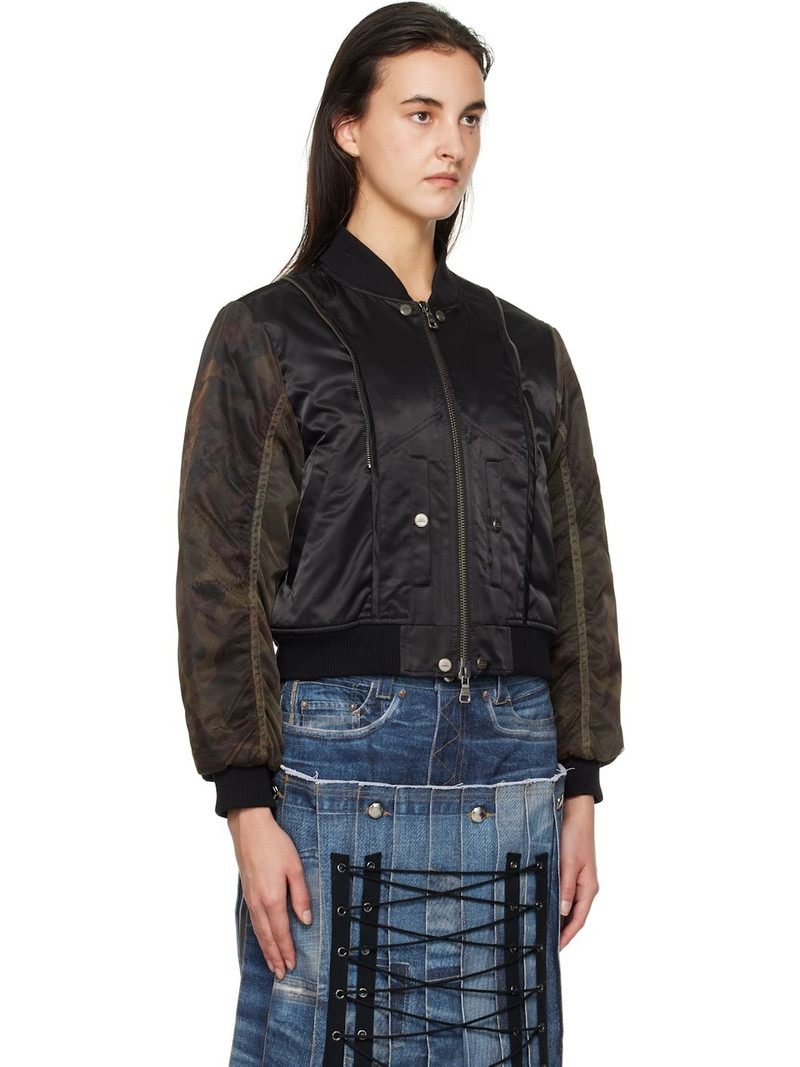 Black Mesh Sleeve Bomber Jacket 2