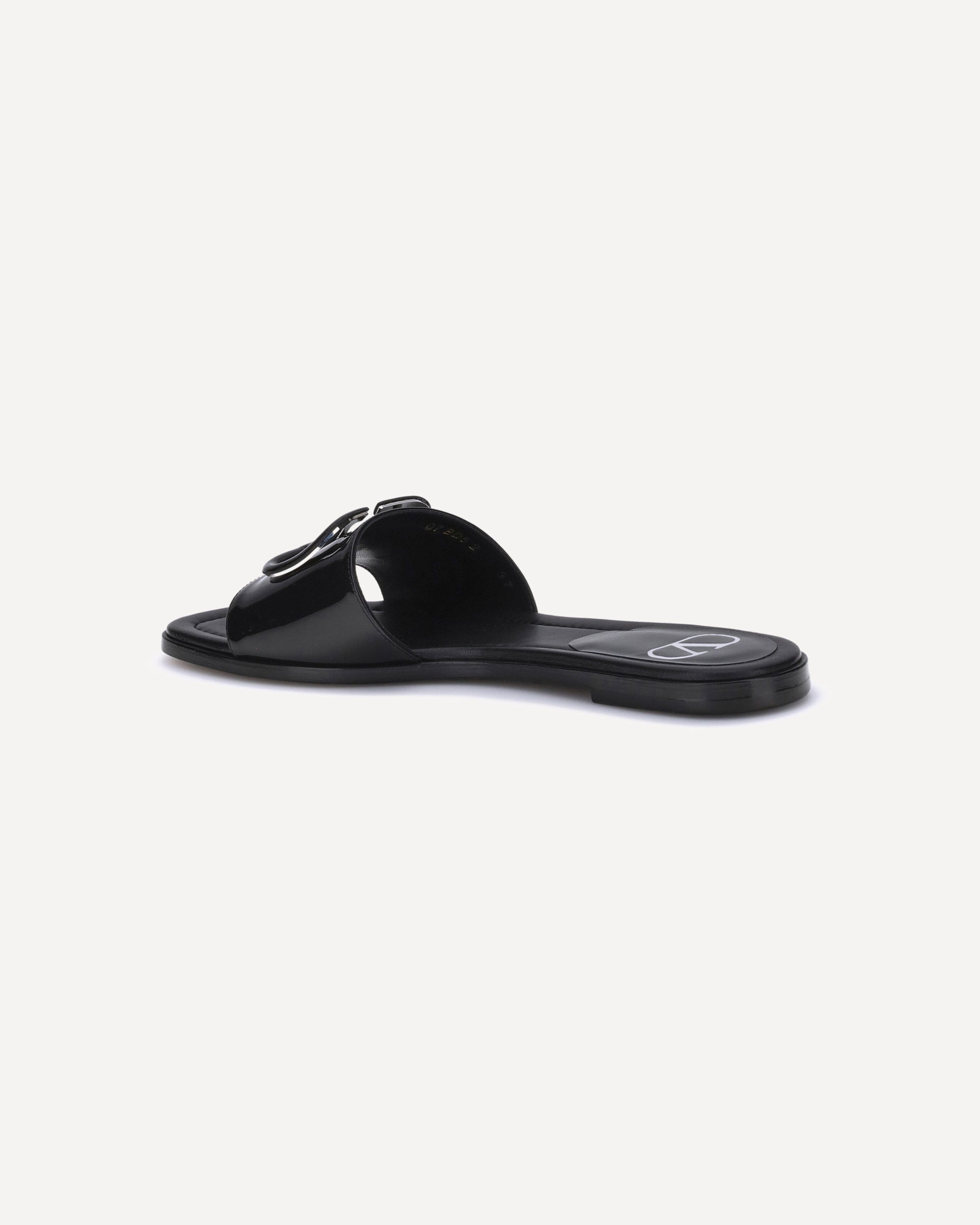 Patent leathe VLogo slide Sandals - 3