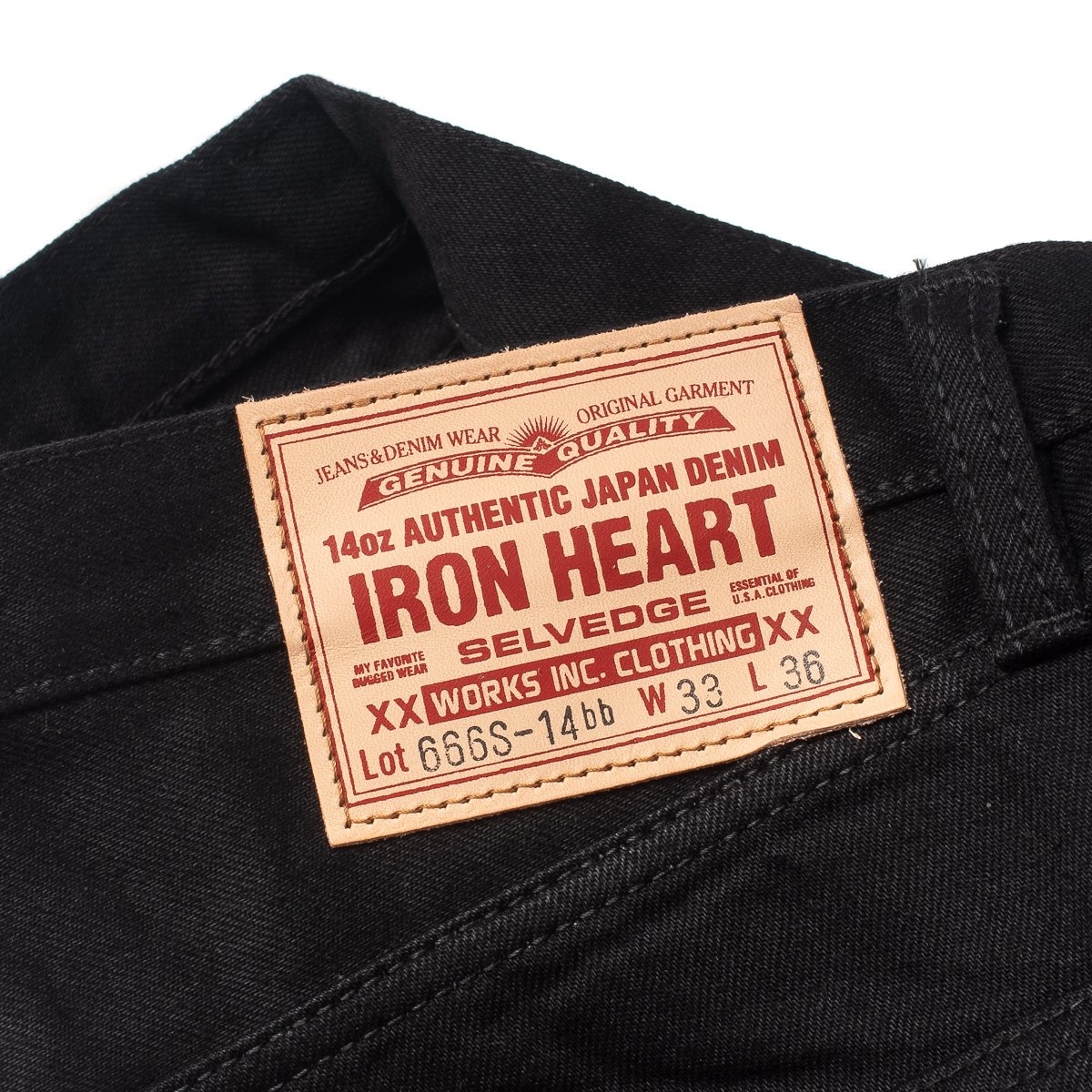 IH-666S-142bb 14oz Selvedge Denim Slim Straight Cut Jeans - Black/Black - 9