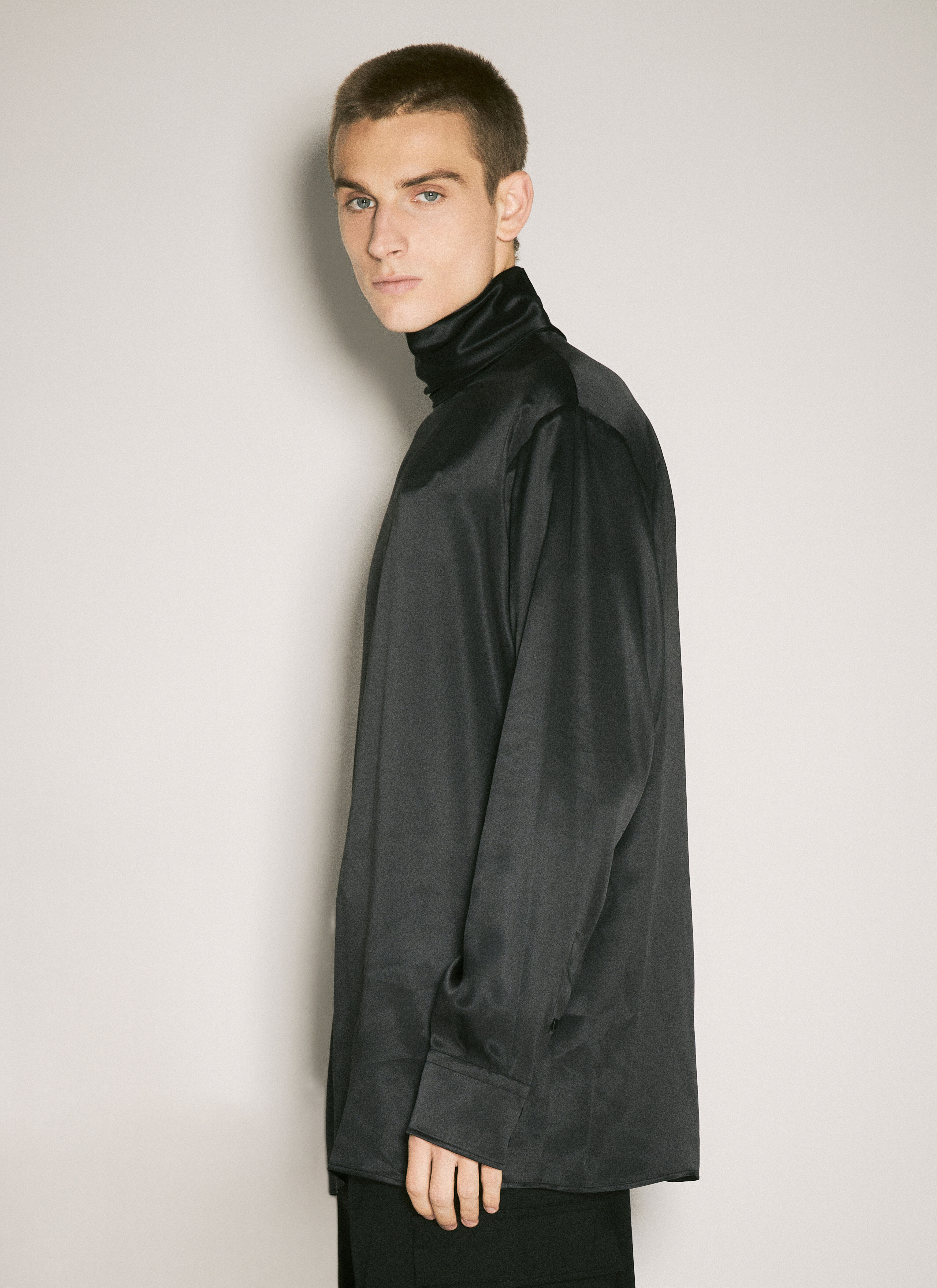 Loose Silk Turtleneck Top - 4