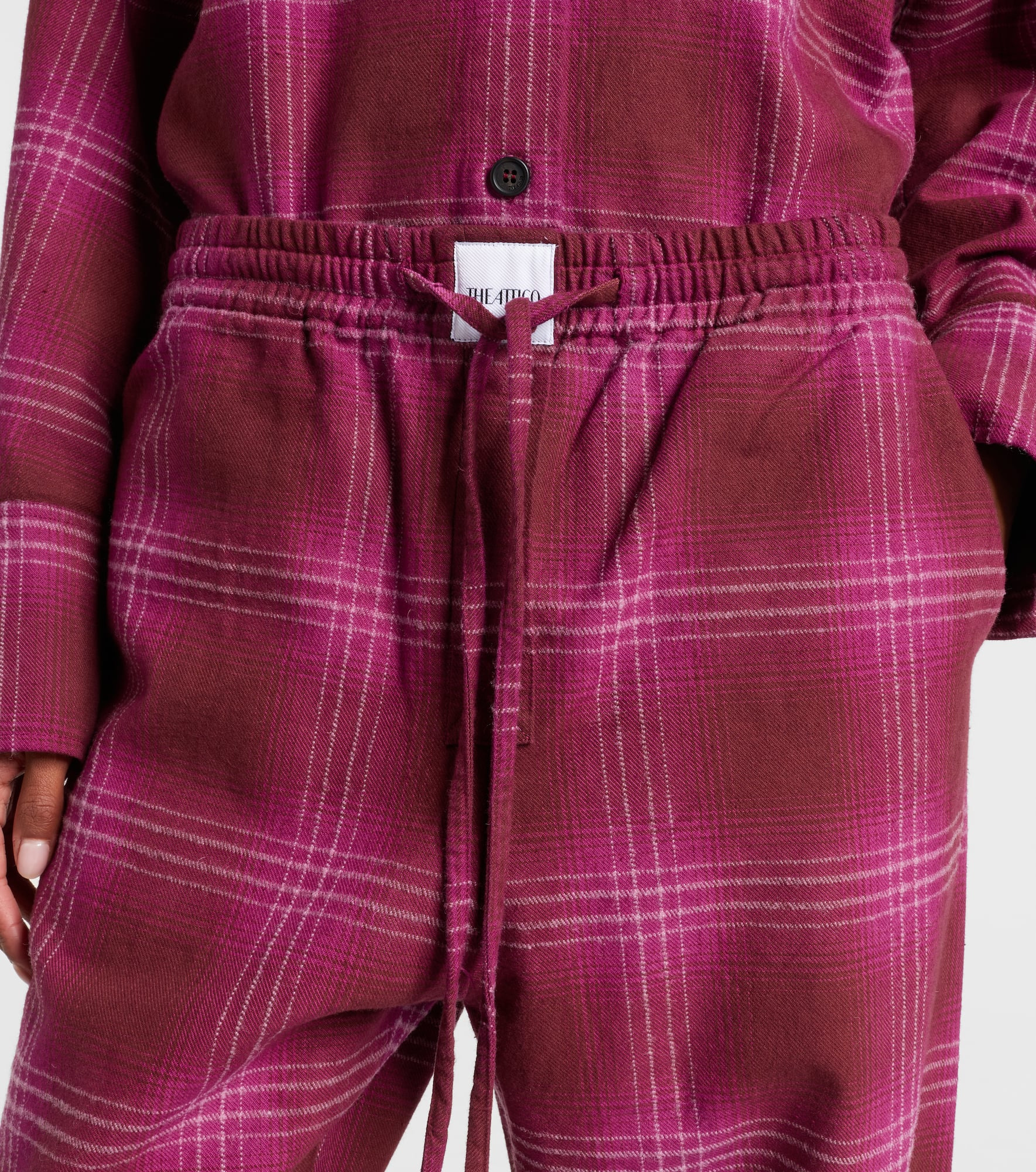 Checked cotton flannel sweatpants - 4