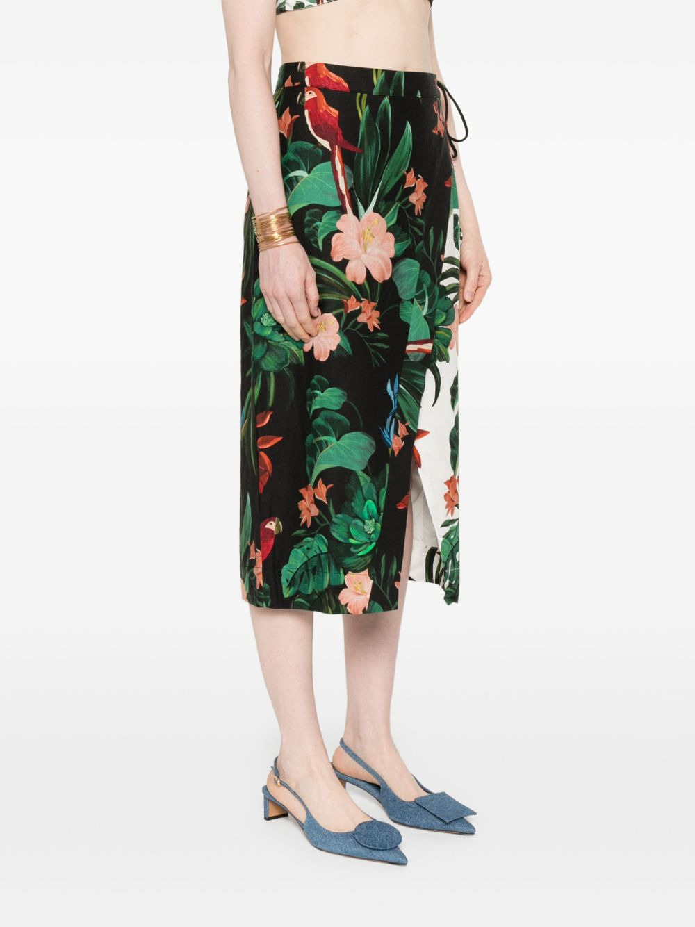Midnight Macaw Fiesta midi skirt - 3