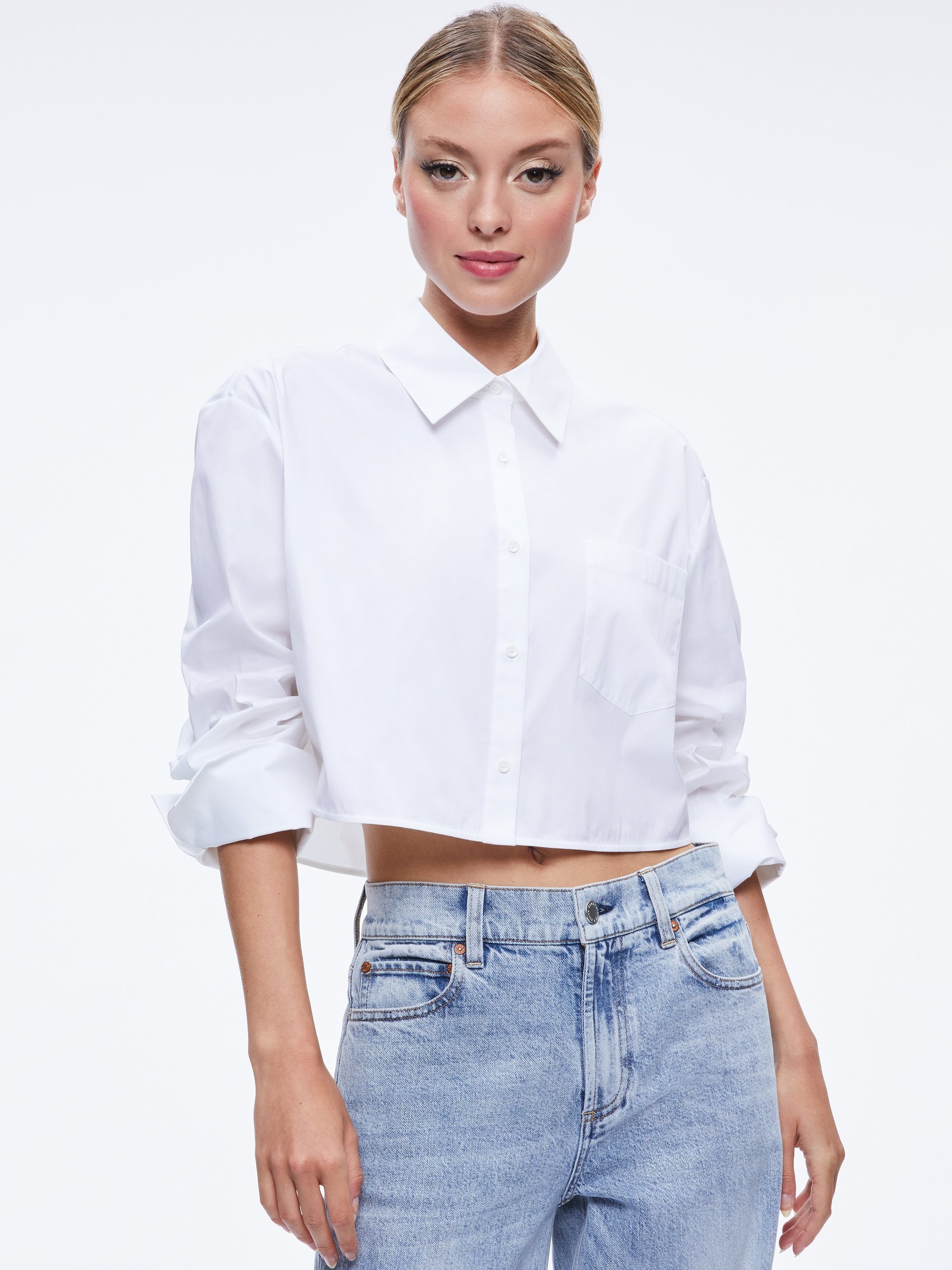 FINELY CROPPED OVERSIZED BUTTON DOWN SHIRT - 2