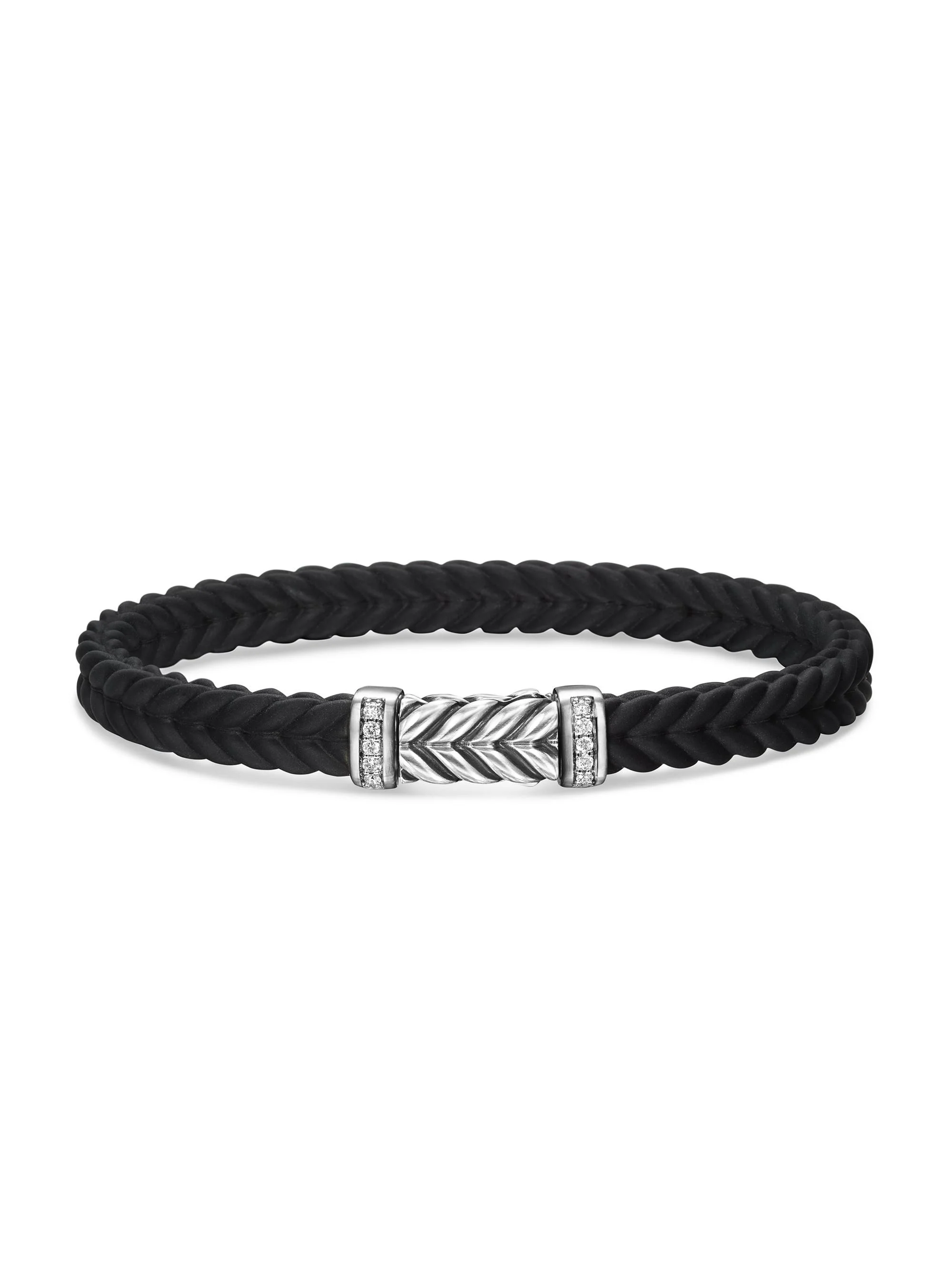 Men's Chevron Bracelet in Rubber - Diamond - 1