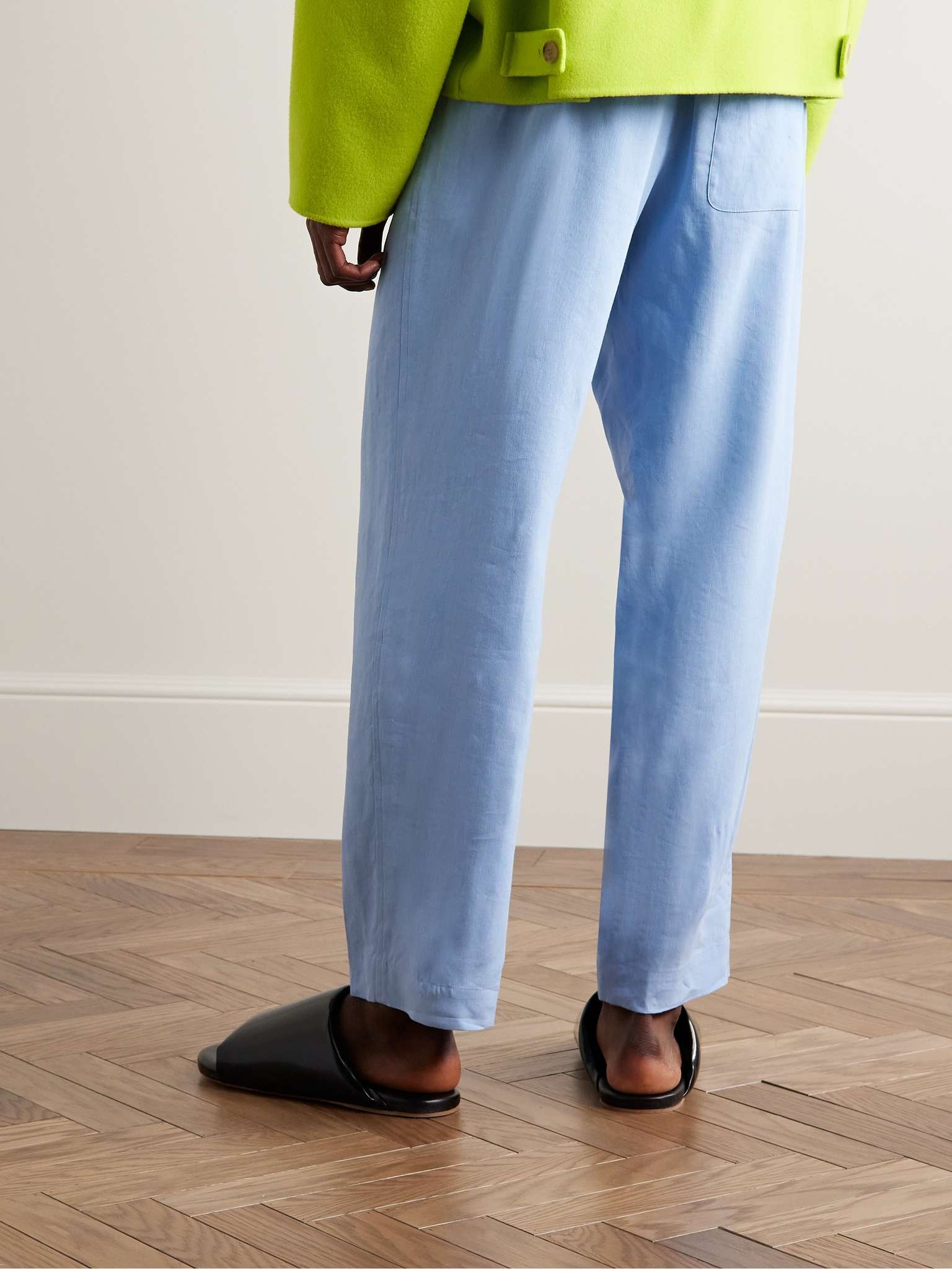 Straight-Leg Linen-Blend Drawstring Trousers - 4