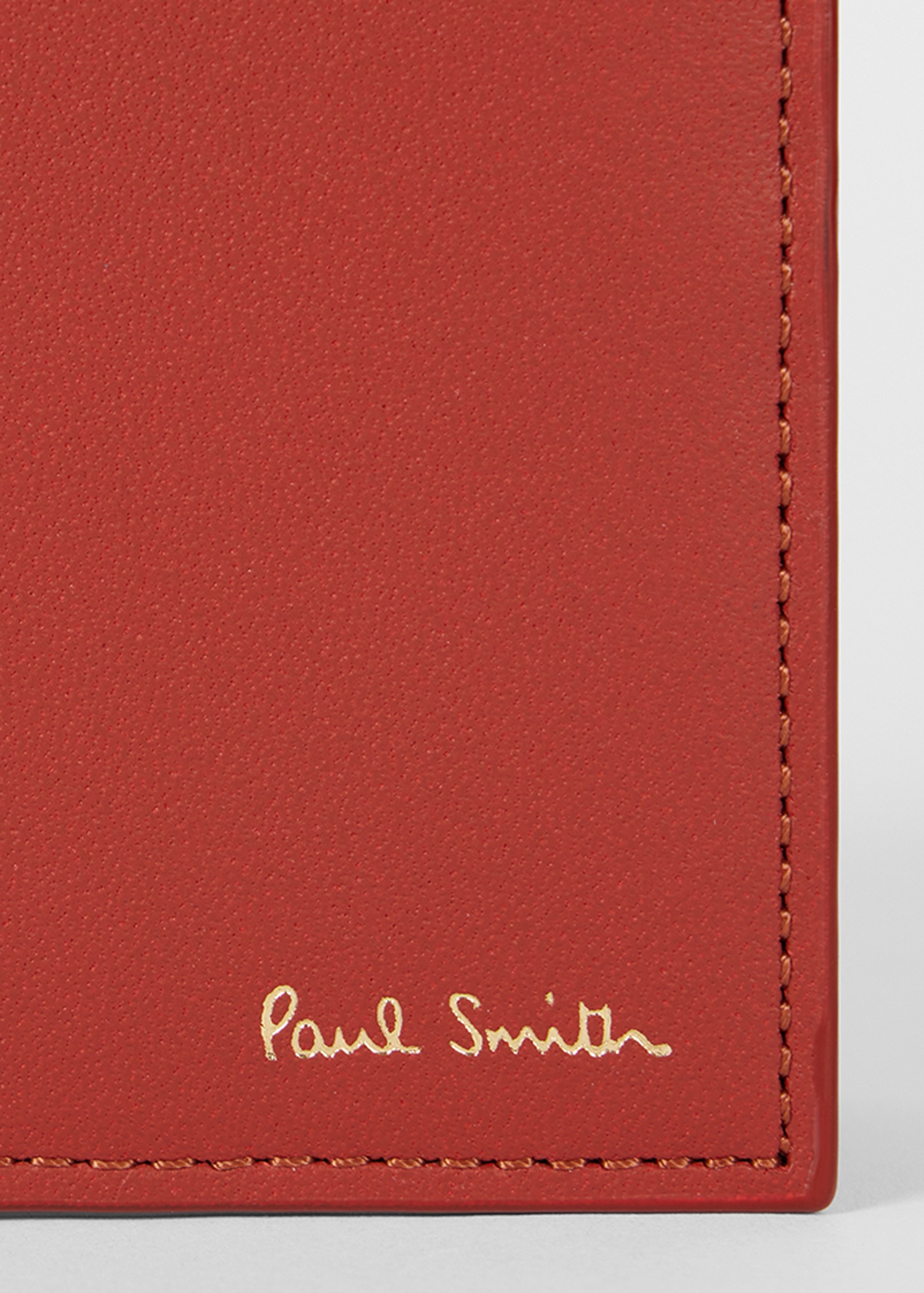 Brick Red Leather 'Signature Stripe' Interior Billfold Wallet - 3