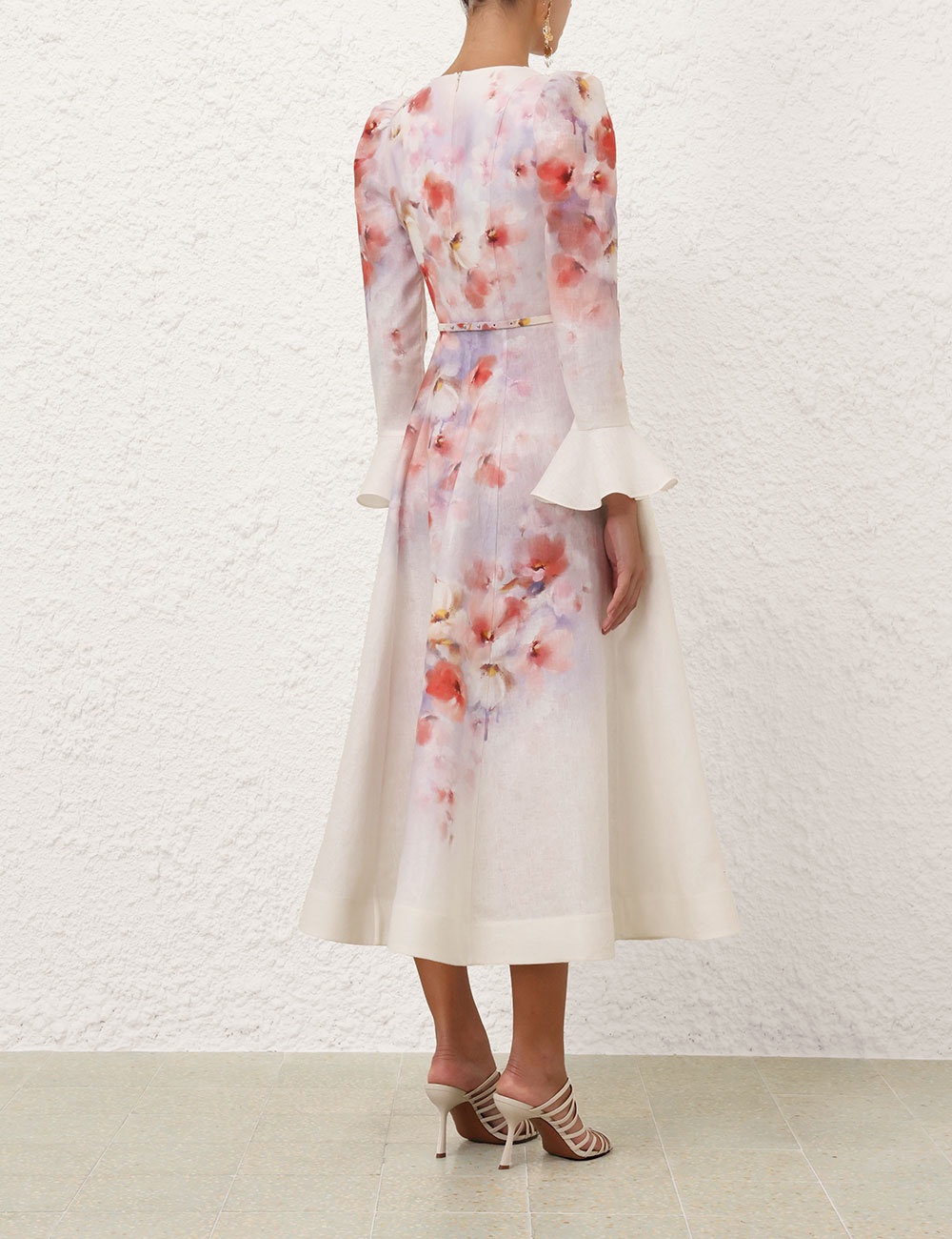 CRUSH FRILL SLEEVED MIDI DRESS - 4