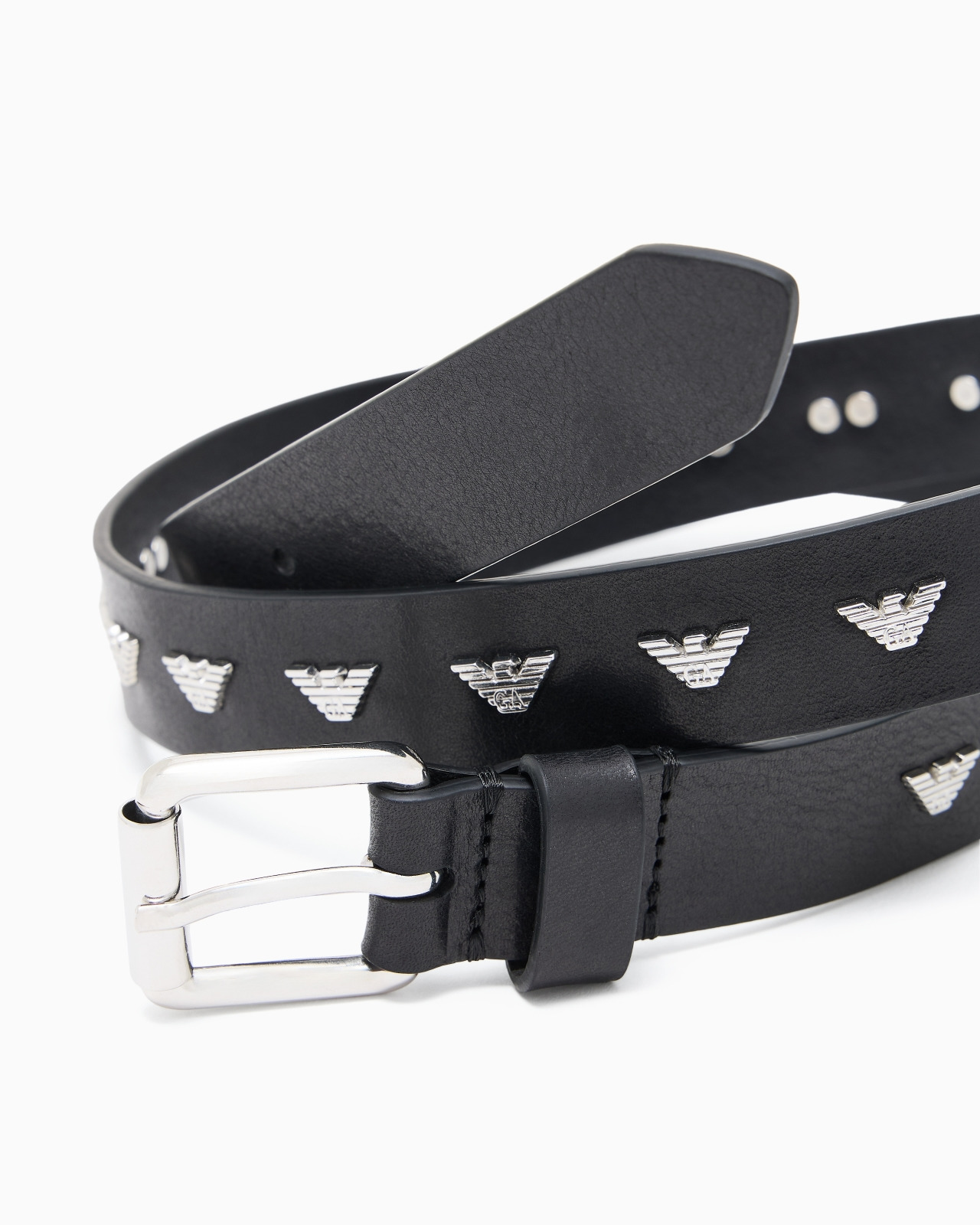 LEATHER BELT WITH METAL MICRO EAGLES - 2