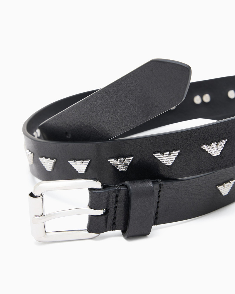 EMPORIO ARMANI LEATHER BELT WITH METAL MICRO EAGLES outlook