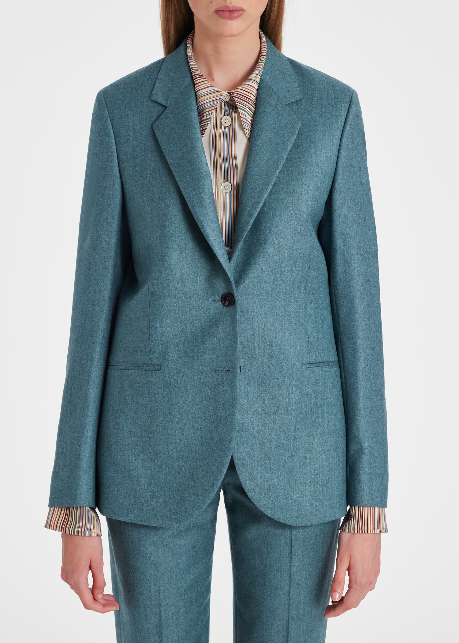 Teal Wool-Cashmere Blazer - 5