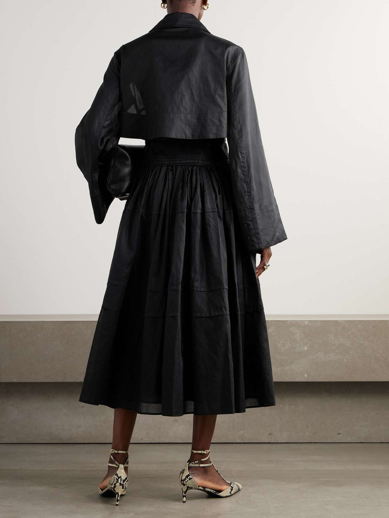 Gathered cotton-poplin midi dress Black 3