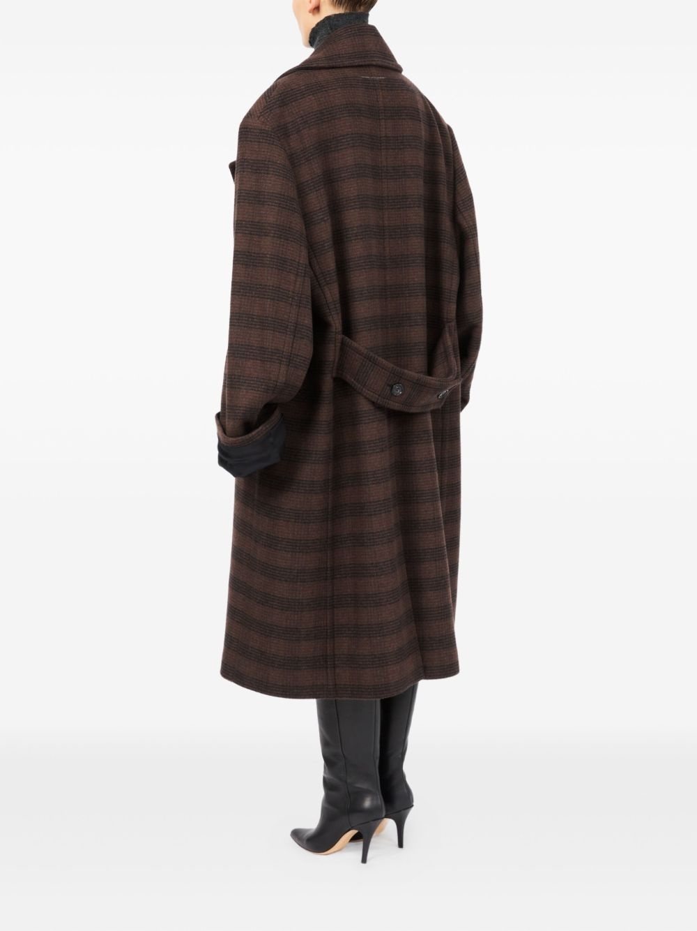 checked double-breasted coat - 4