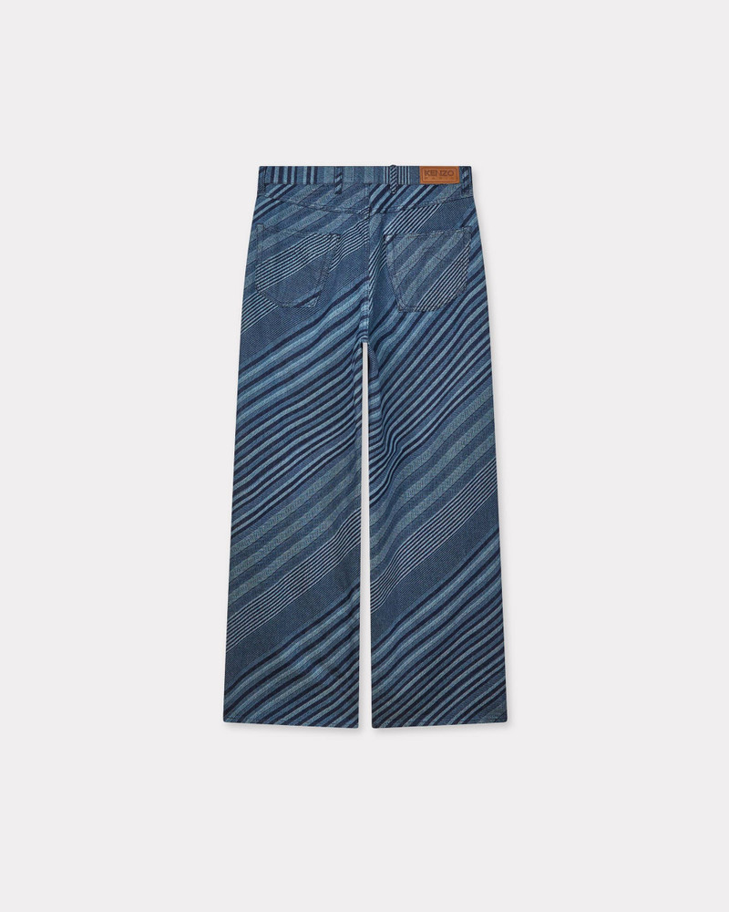 KENZO 'Kenzo Diagonal Stripe' turn up wide fit jeans in Japanese denim outlook