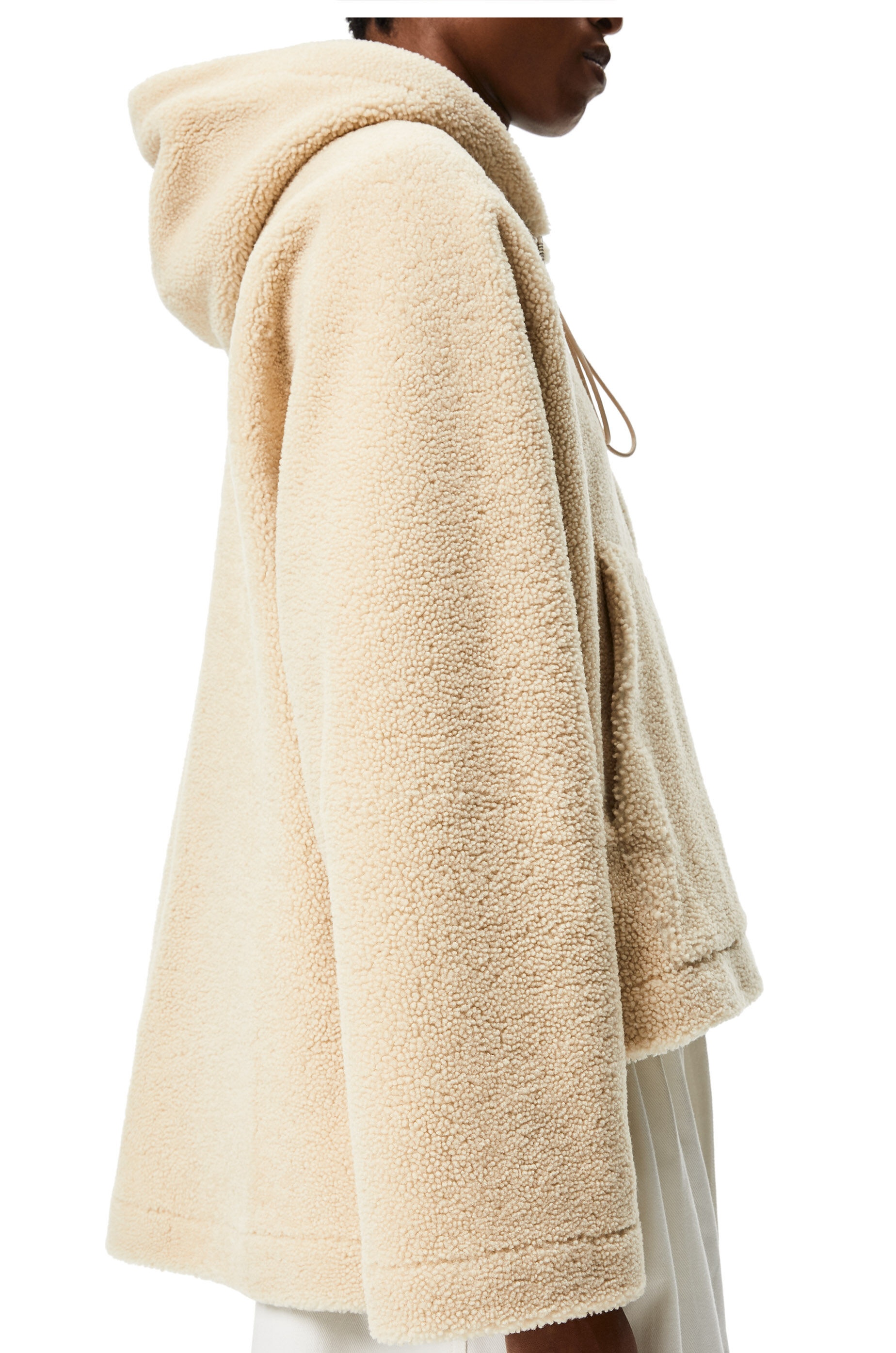 Hooded zip jacket in shearling - 5